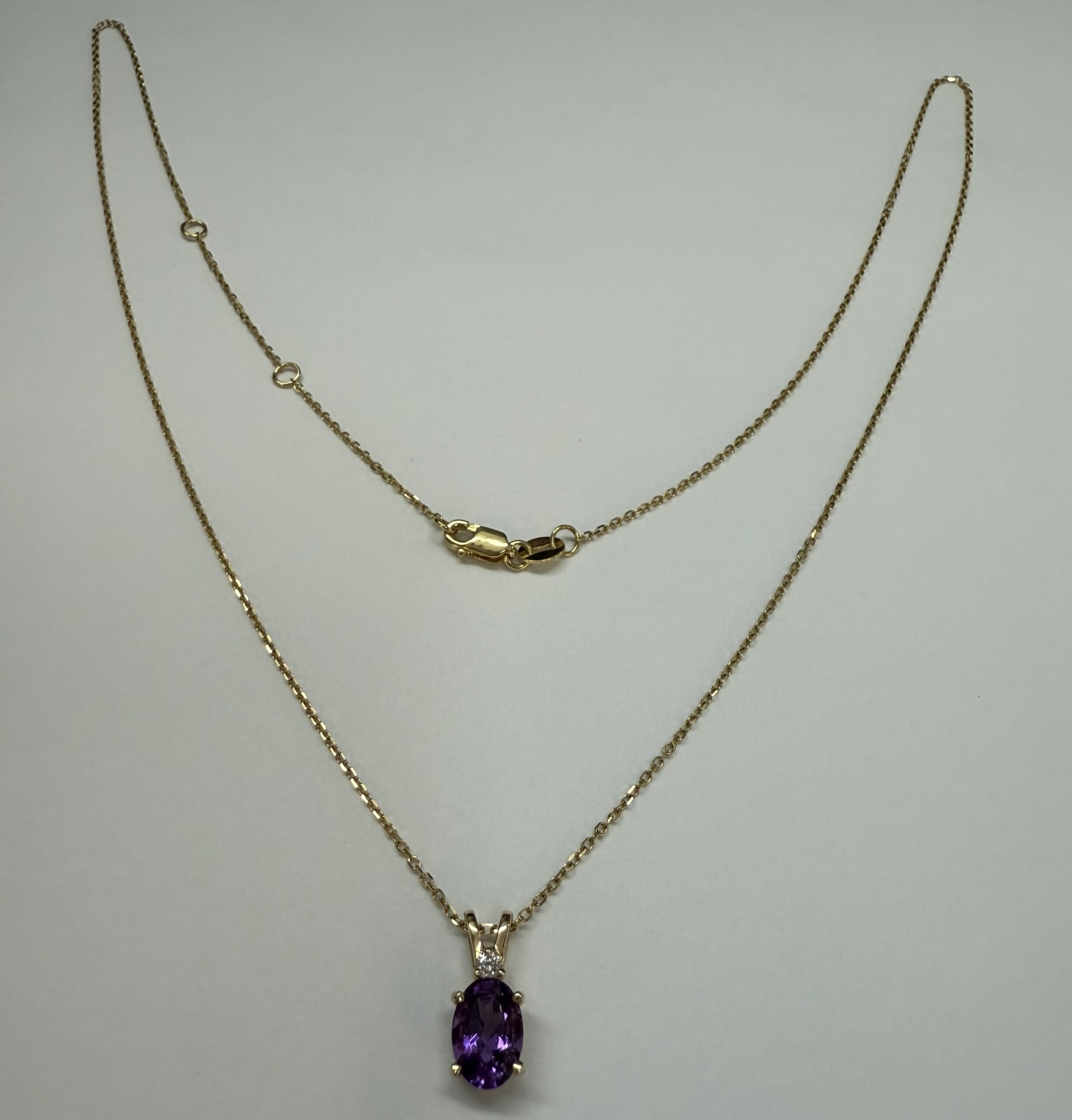 14k Yellow Gold Genuine .71 Cttw Amethyst & Diamond Basket Set Pendant - Image 24