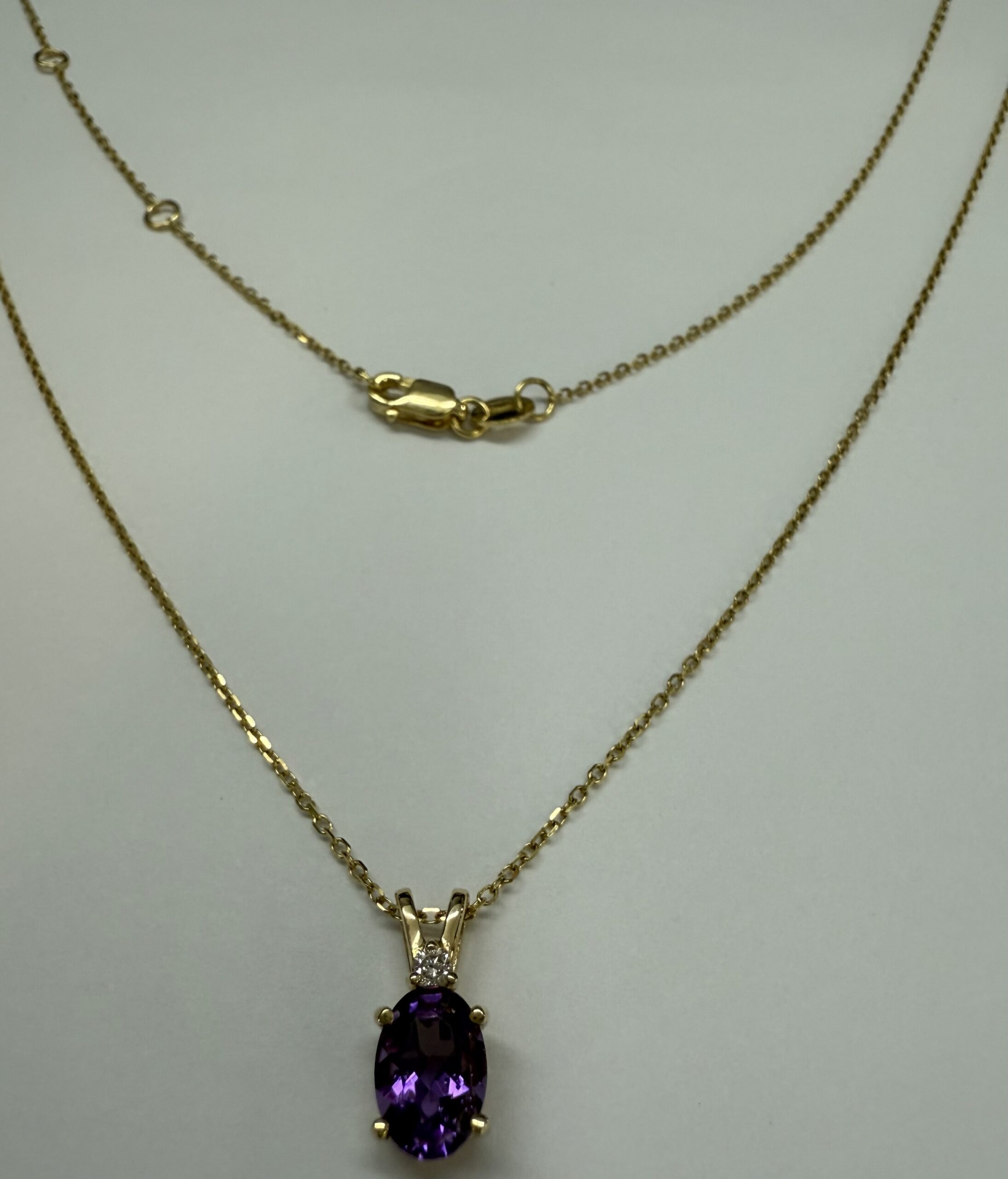14k Yellow Gold Genuine .71 Cttw Amethyst & Diamond Basket Set Pendant - Image 26