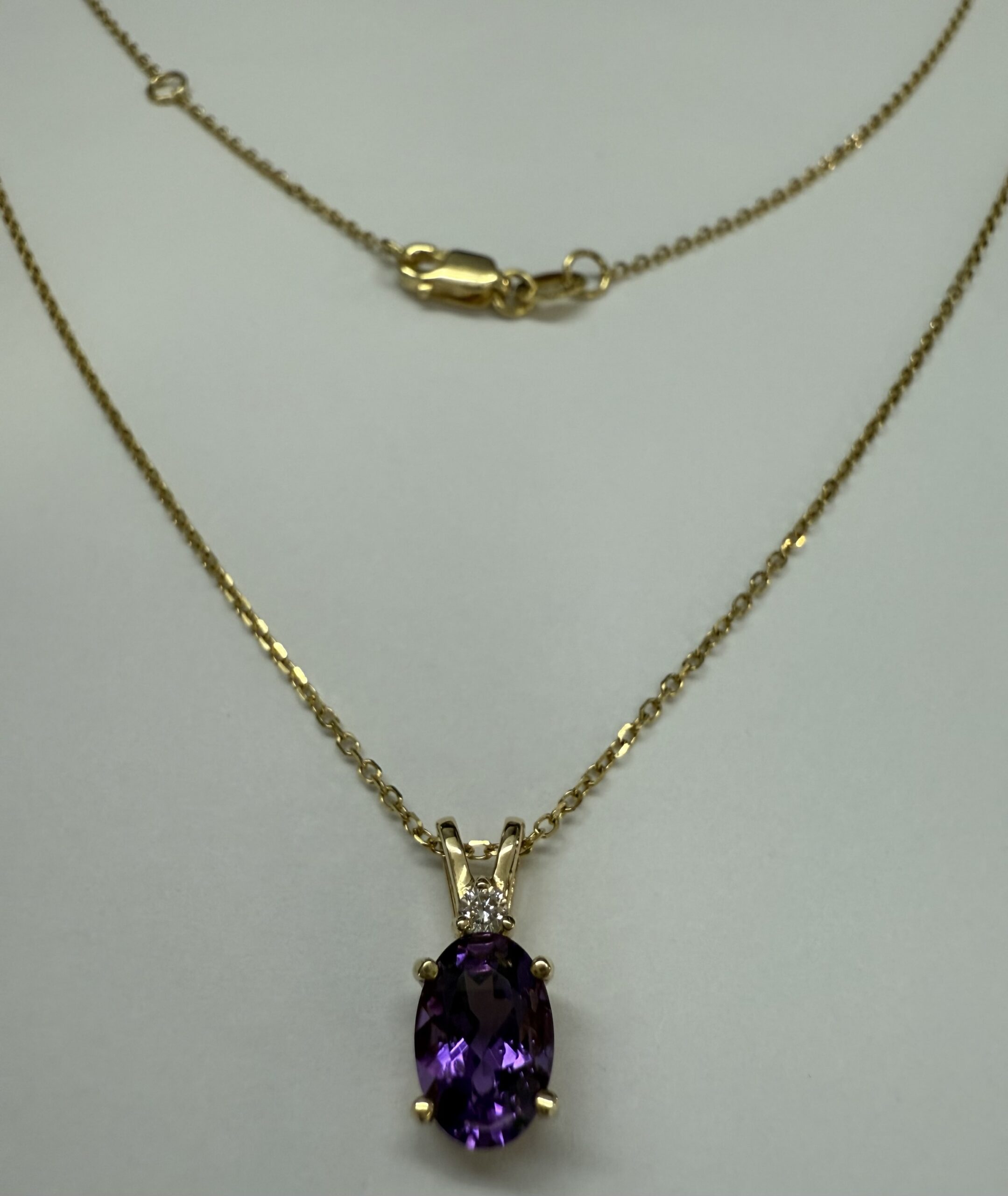 14k Yellow Gold Genuine .71 Cttw Amethyst & Diamond Basket Set Pendant - Image 27