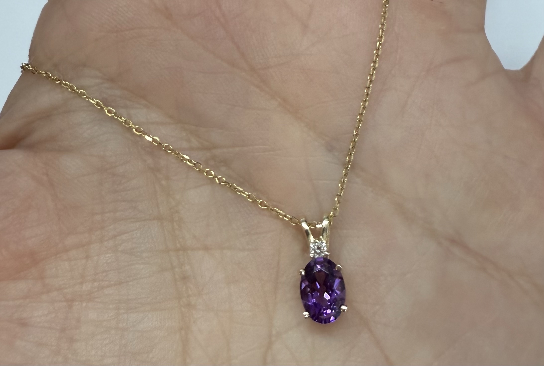 14k Yellow Gold Genuine .71 Cttw Amethyst & Diamond Basket Set Pendant - Image 28