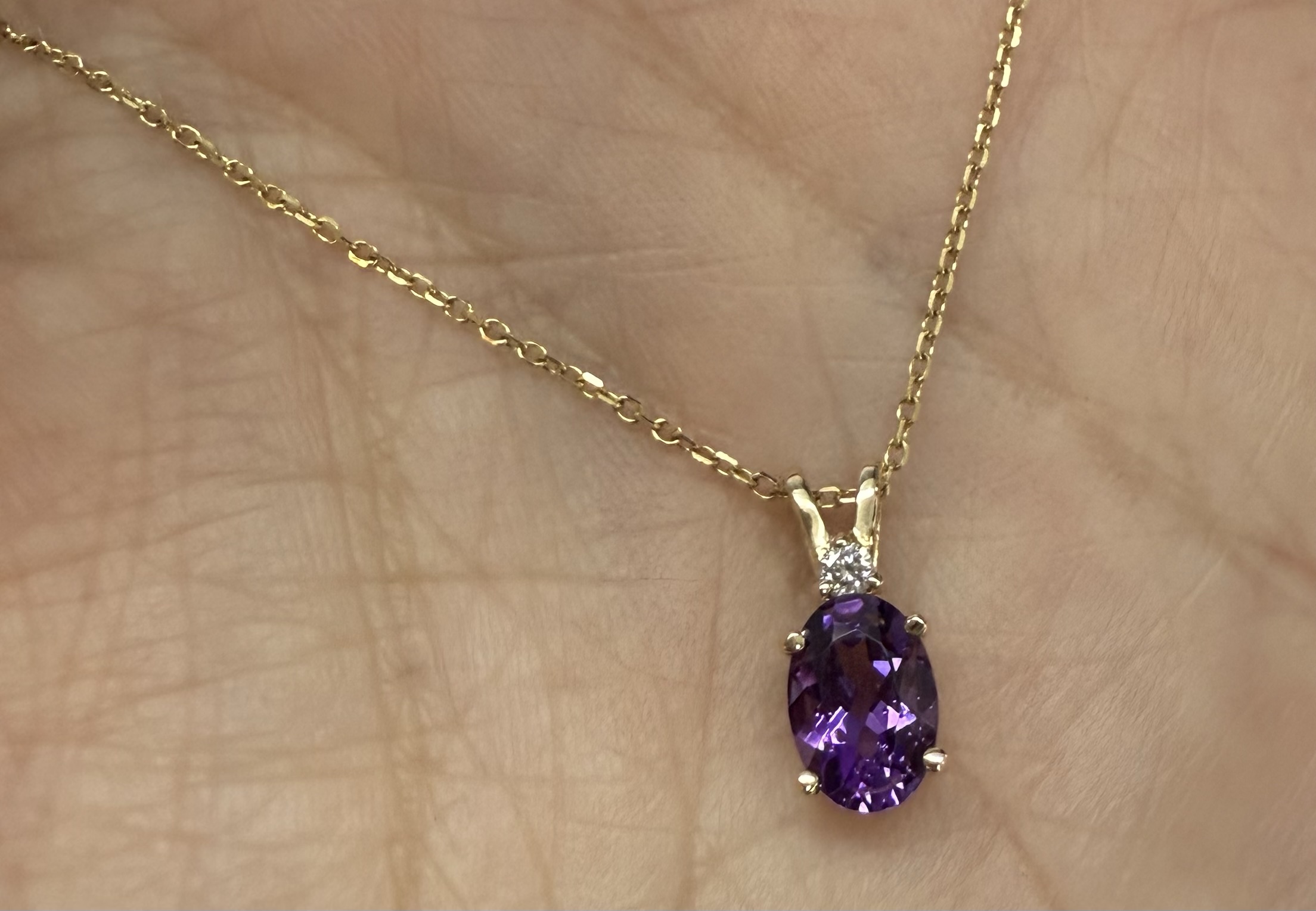 14k Yellow Gold Genuine .71 Cttw Amethyst & Diamond Basket Set Pendant - Image 29