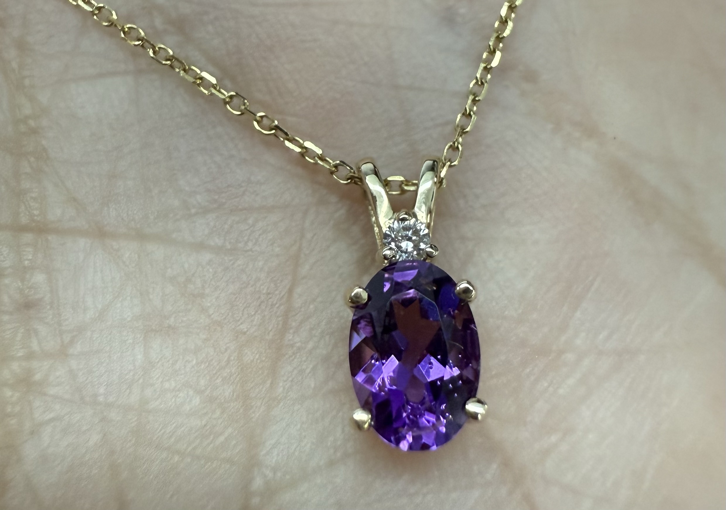 14k Yellow Gold Genuine .71 Cttw Amethyst & Diamond Basket Set Pendant - Image 31