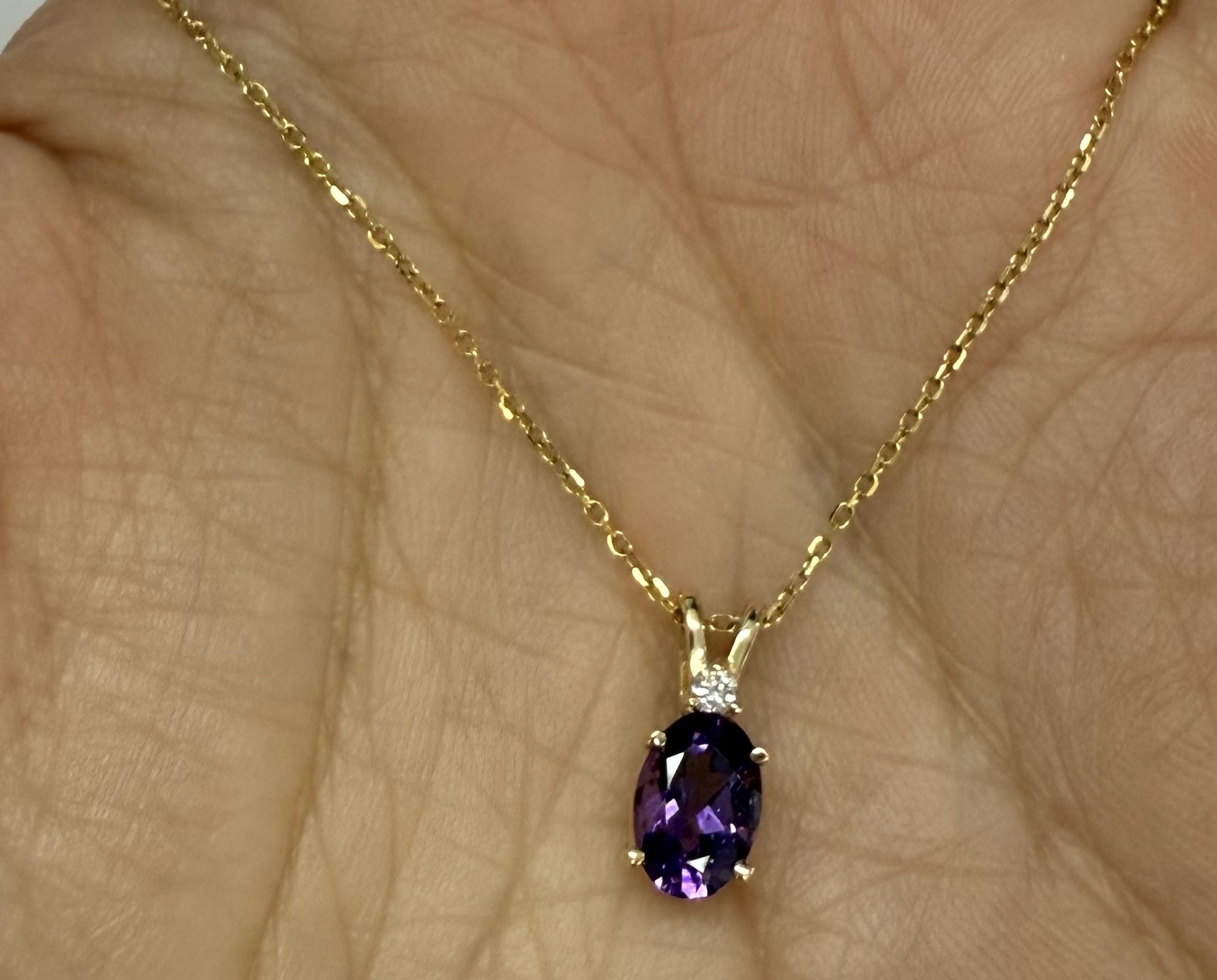 14k Yellow Gold Genuine .71 Cttw Amethyst & Diamond Basket Set Pendant - Image 35