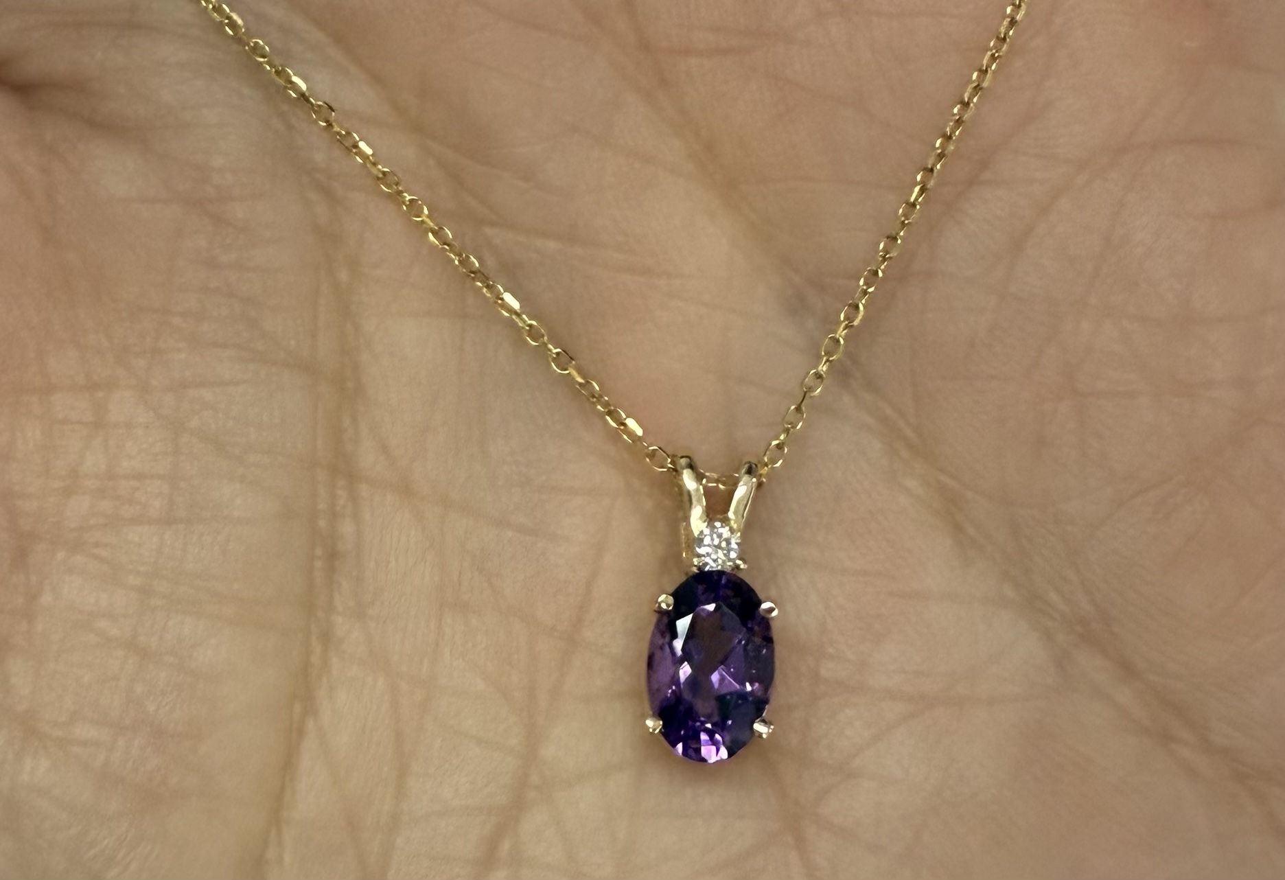 14k Yellow Gold Genuine .71 Cttw Amethyst & Diamond Basket Set Pendant - Image 36