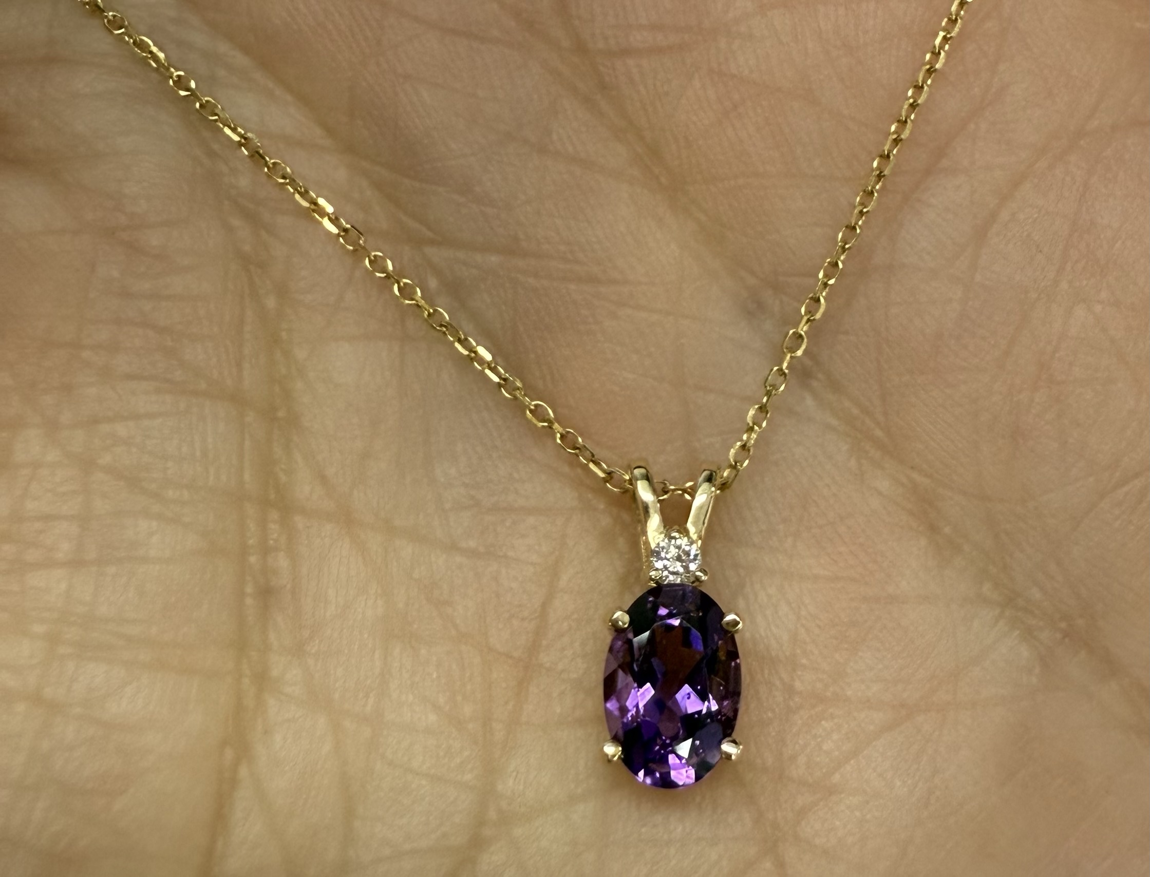 14k Yellow Gold Genuine .71 Cttw Amethyst & Diamond Basket Set Pendant - Image 37