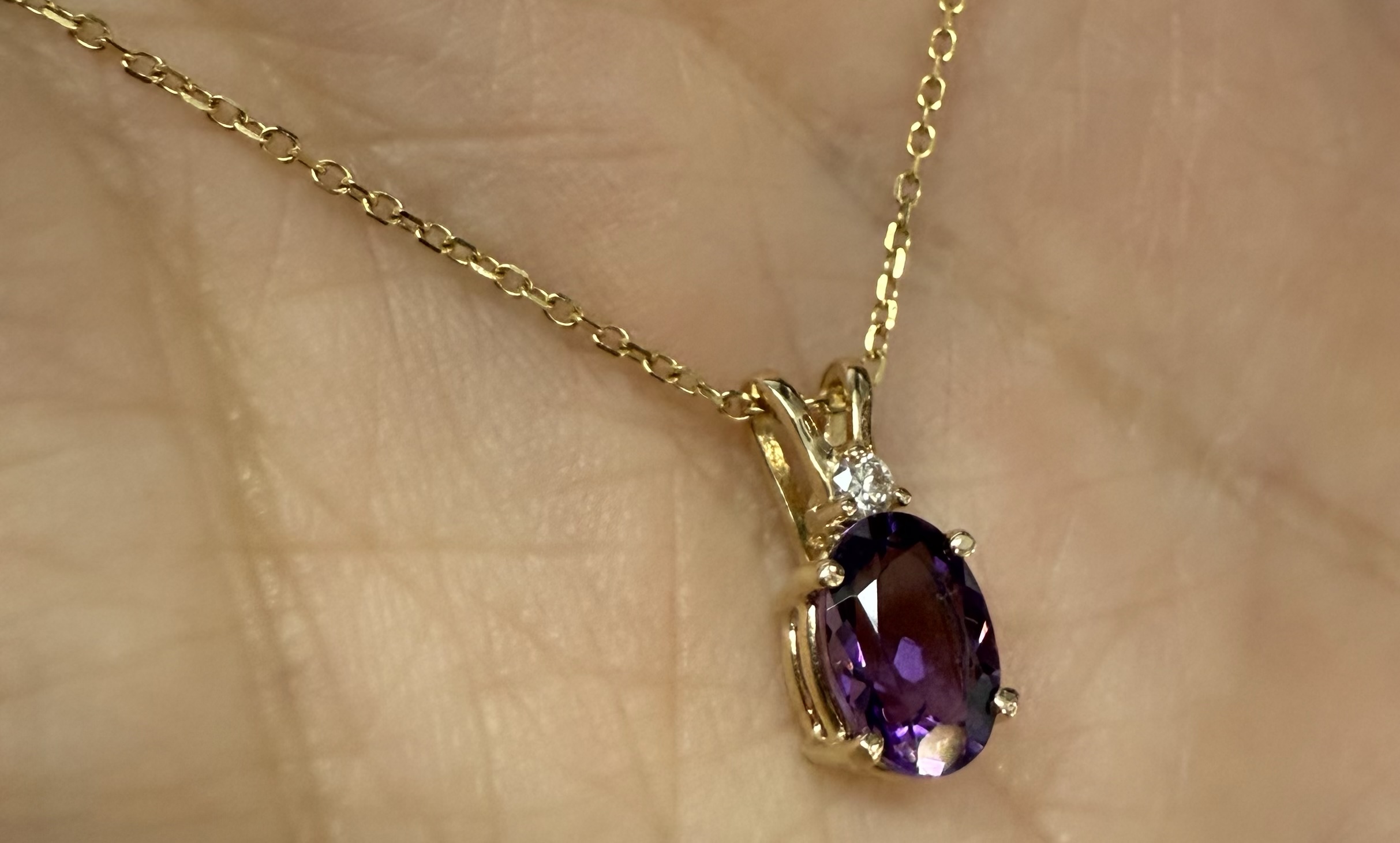 14k Yellow Gold Genuine .71 Cttw Amethyst & Diamond Basket Set Pendant - Image 38