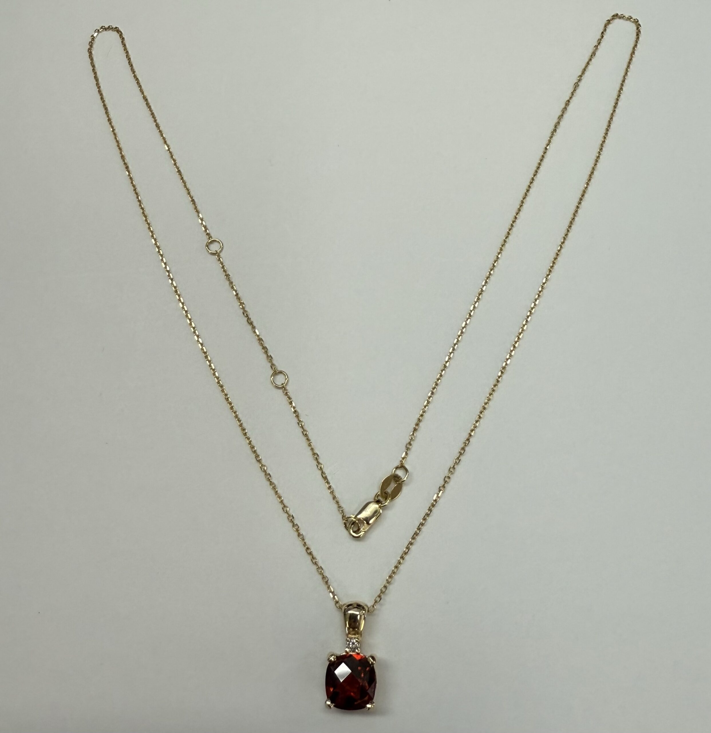 14k Yellow Gold Genuine 1.75 Cttw Garnet & Diamond Pendant - Image 2