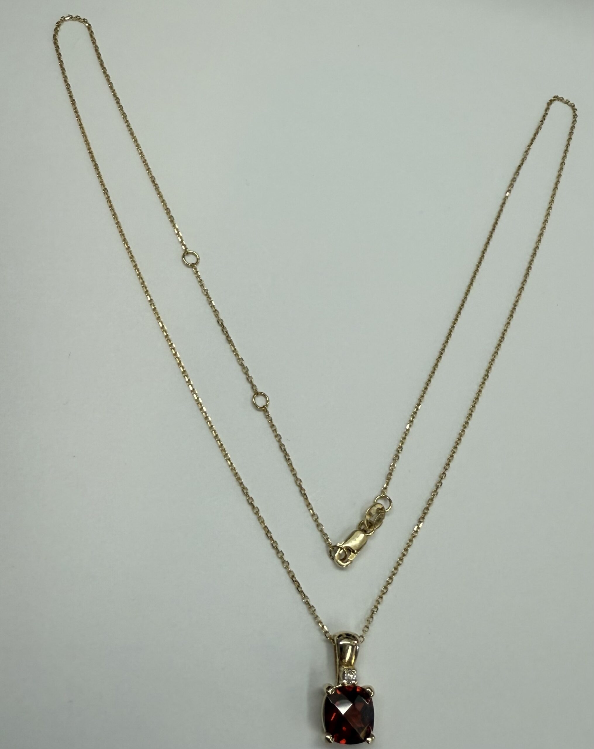 14k Yellow Gold Genuine 1.75 Cttw Garnet & Diamond Pendant - Image 3