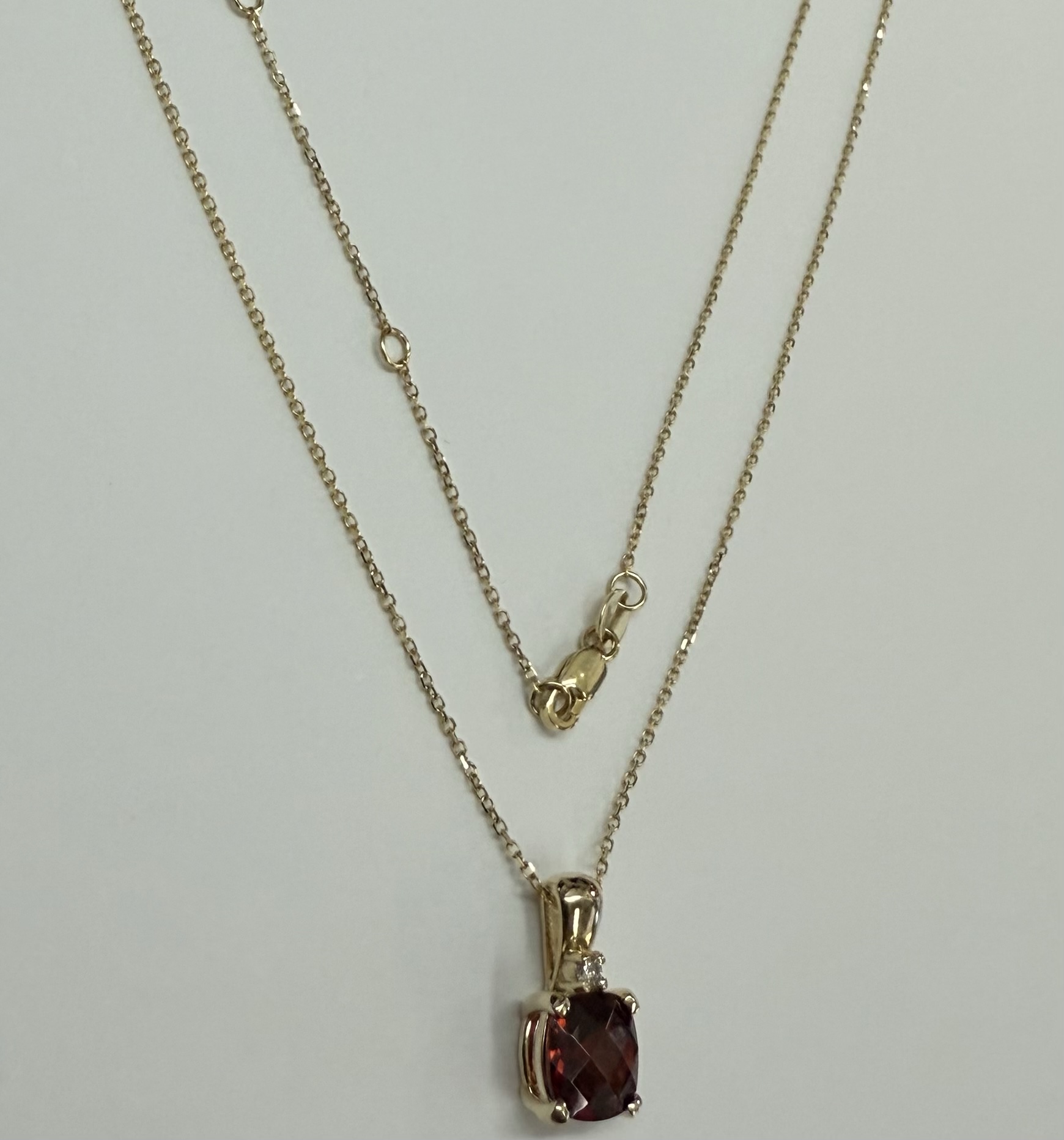 14k Yellow Gold Genuine 1.75 Cttw Garnet & Diamond Pendant - Image 7