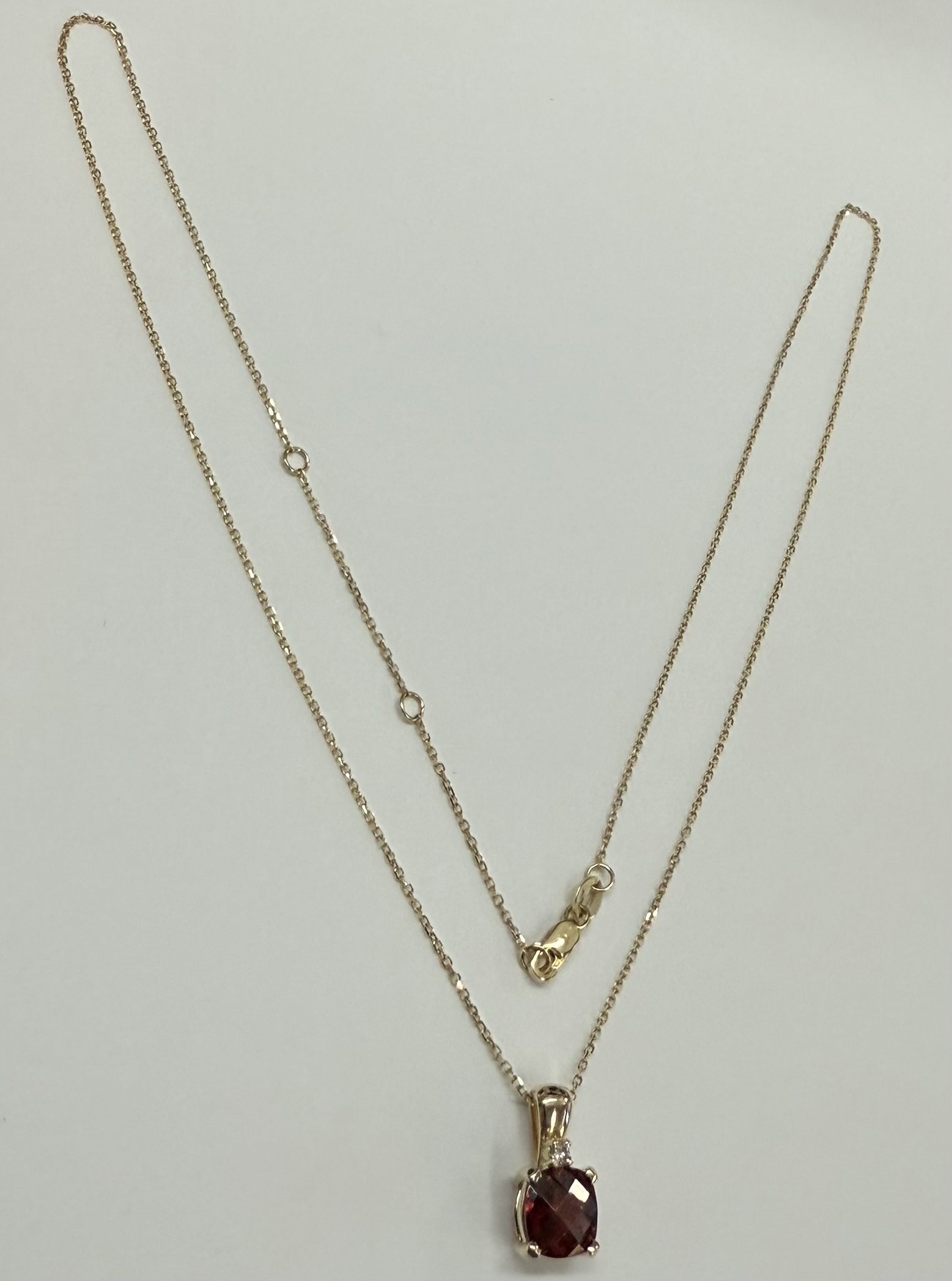 14k Yellow Gold Genuine 1.75 Cttw Garnet & Diamond Pendant - Image 9