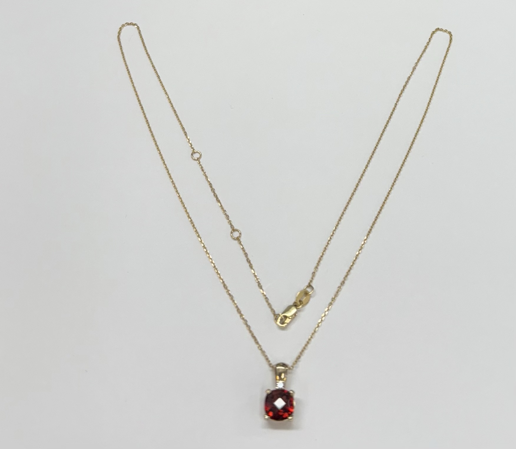 14k Yellow Gold Genuine 1.75 Cttw Garnet & Diamond Pendant - Image 10