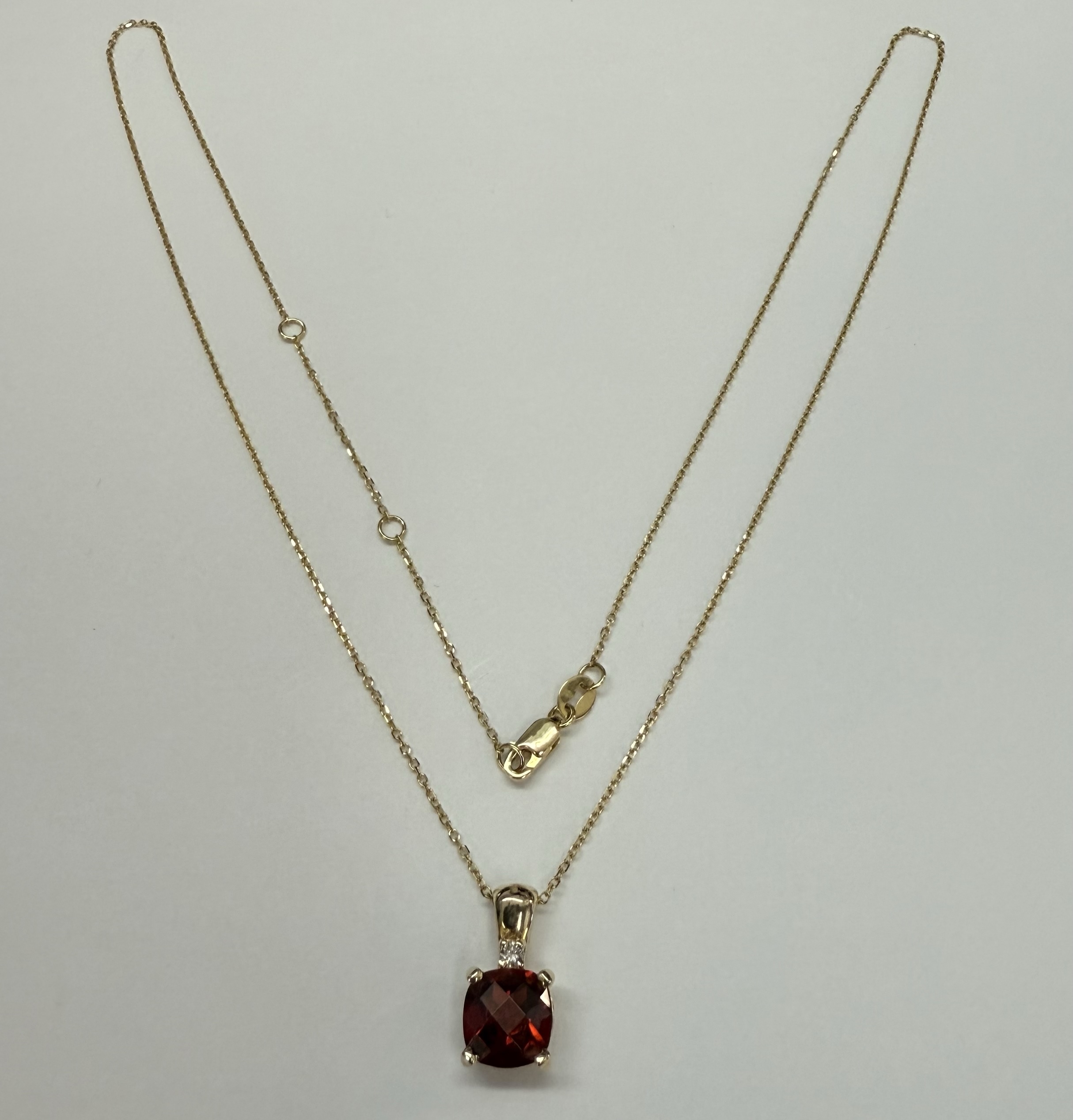 14k Yellow Gold Genuine 1.75 Cttw Garnet & Diamond Pendant - Image 11