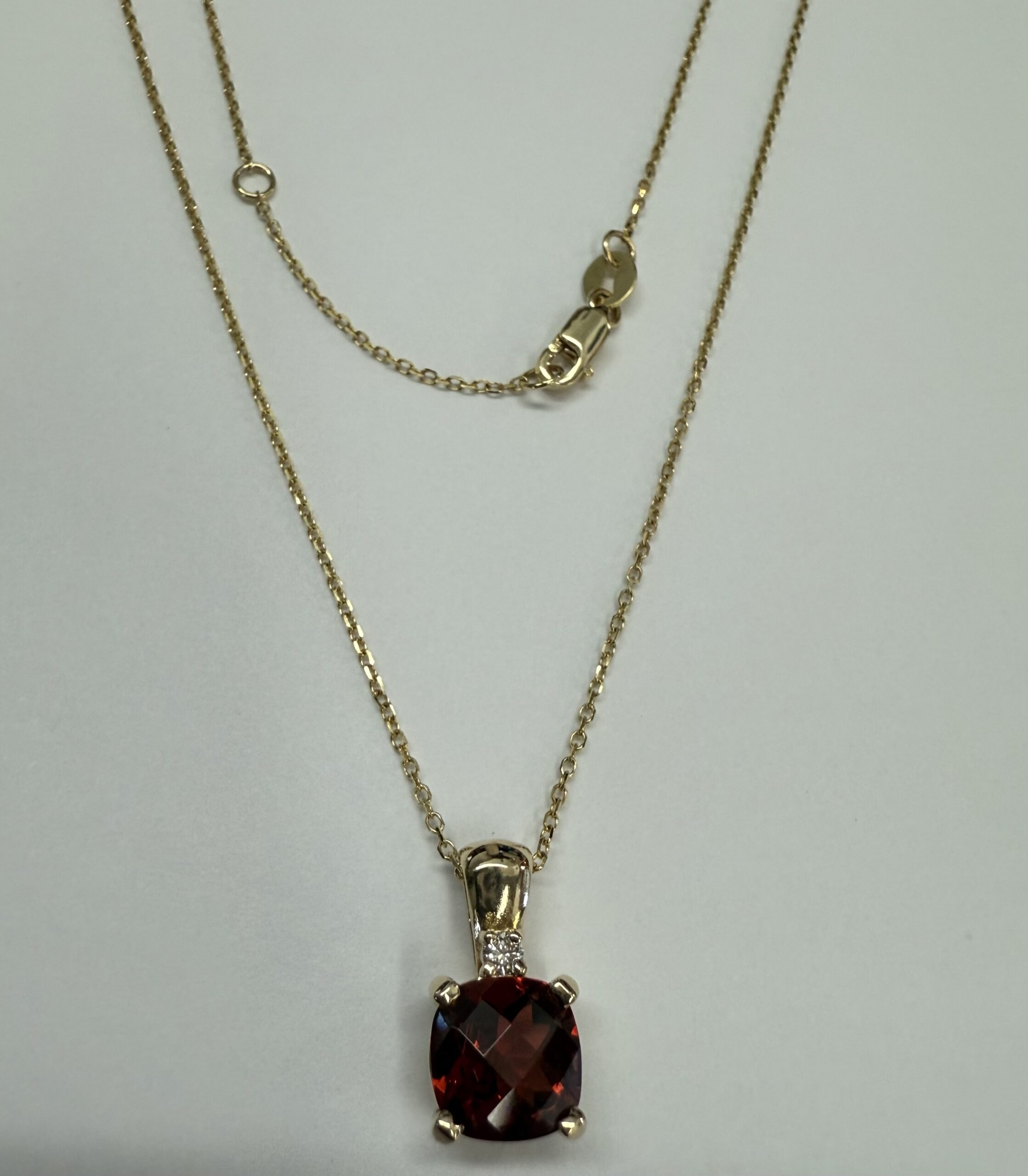14k Yellow Gold Genuine 1.75 Cttw Garnet & Diamond Pendant - Image 15