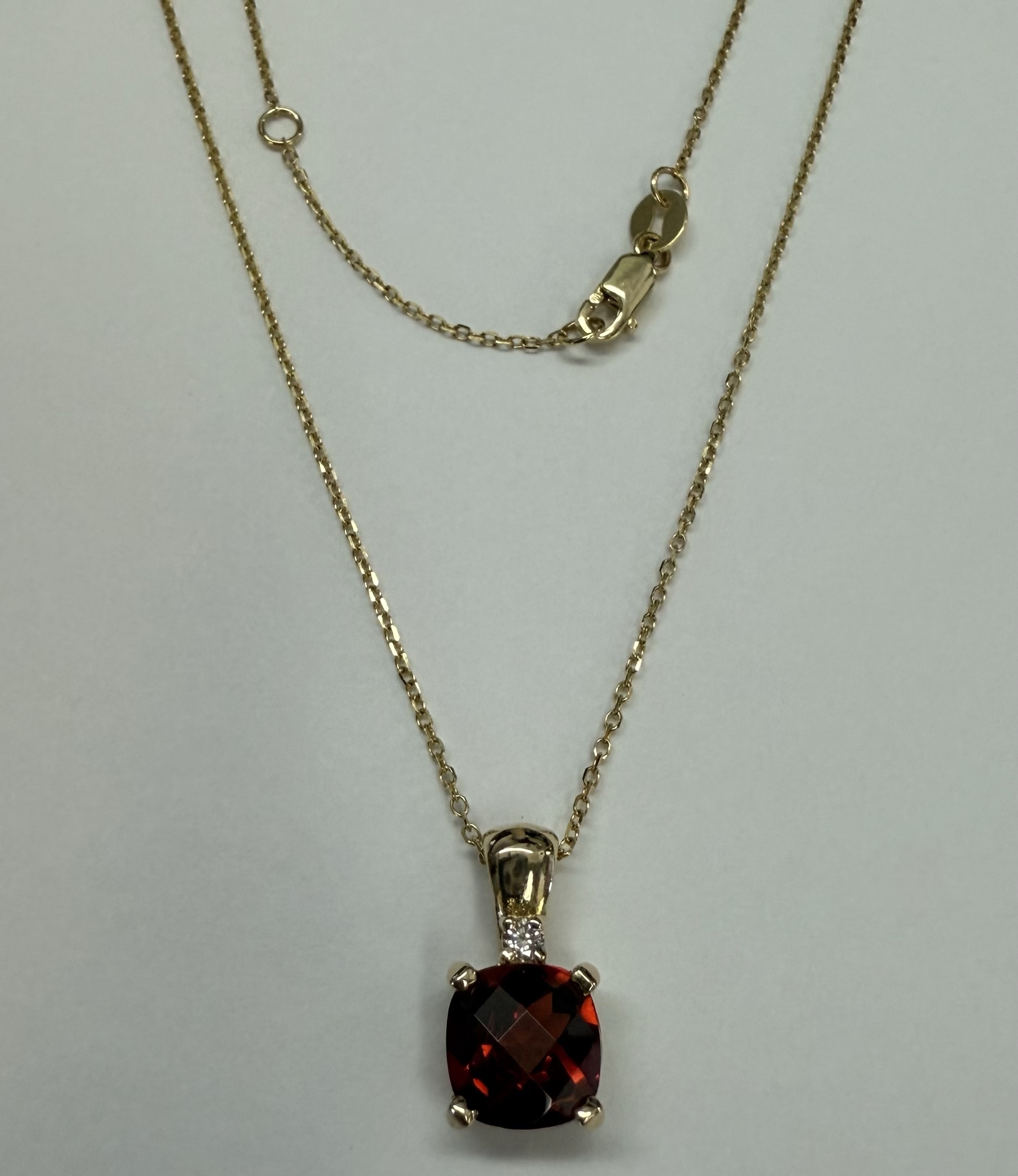 14k Yellow Gold Genuine 1.75 Cttw Garnet & Diamond Pendant - Image 16