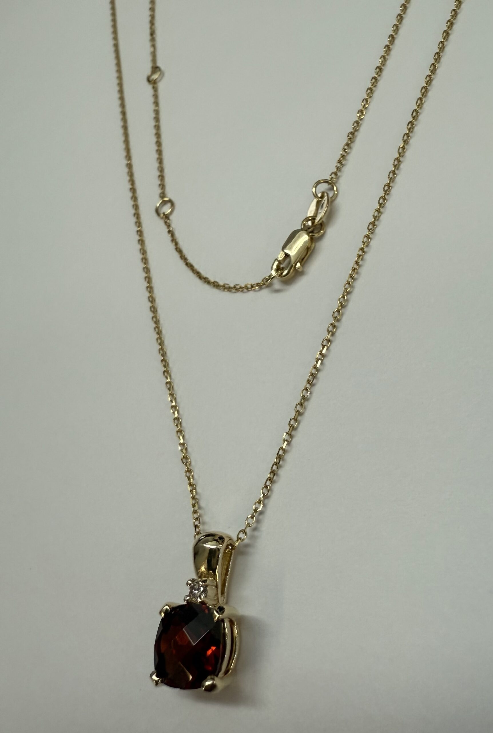 14k Yellow Gold Genuine 1.75 Cttw Garnet & Diamond Pendant - Image 17