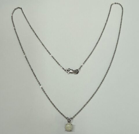 14k White Gold Genuine .45 Cttw Opal Pendant