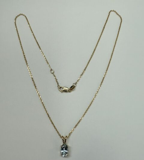 14k Yellow Gold Genuine .73 Cttw Aquamarine Pendant