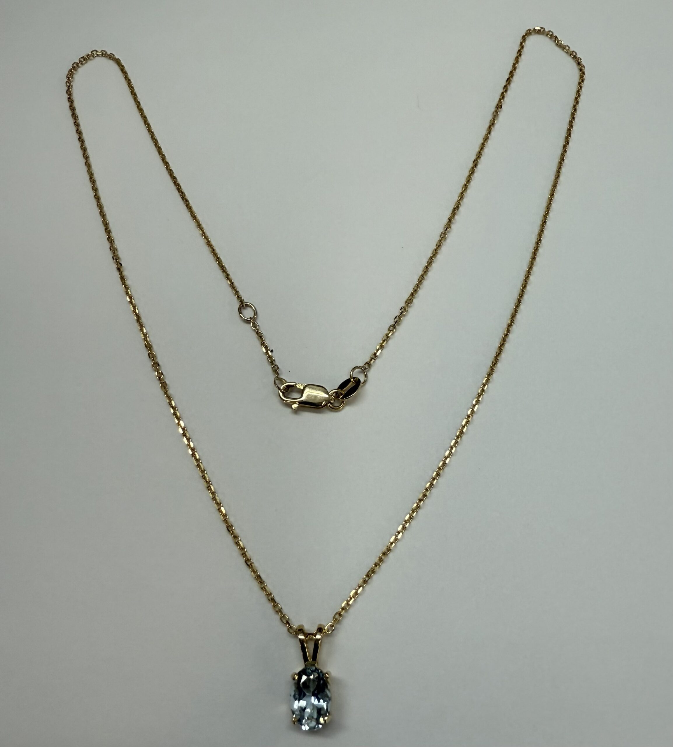 14k Yellow Gold Genuine .73 Cttw Aquamarine Pendant - Image 2
