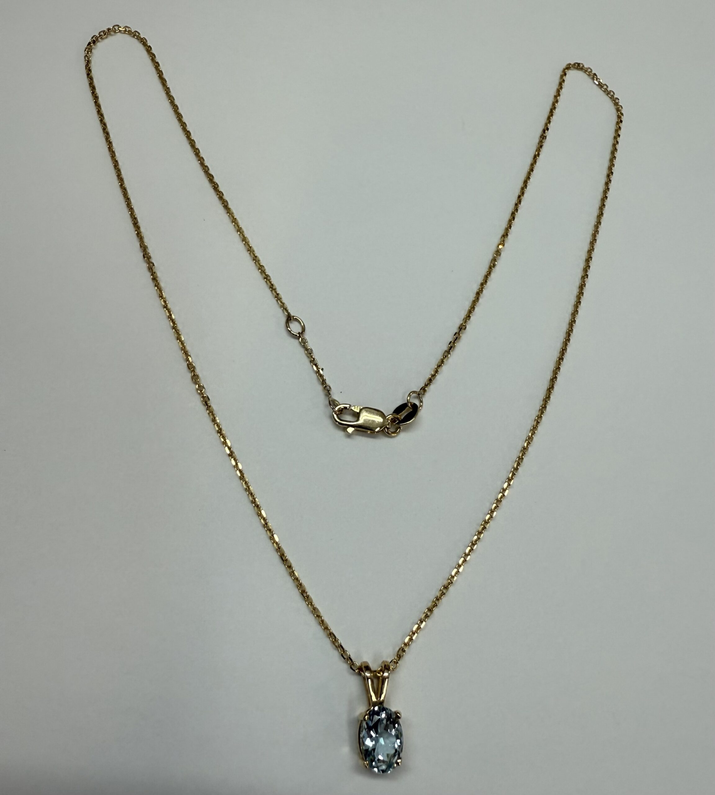 14k Yellow Gold Genuine .73 Cttw Aquamarine Pendant - Image 3