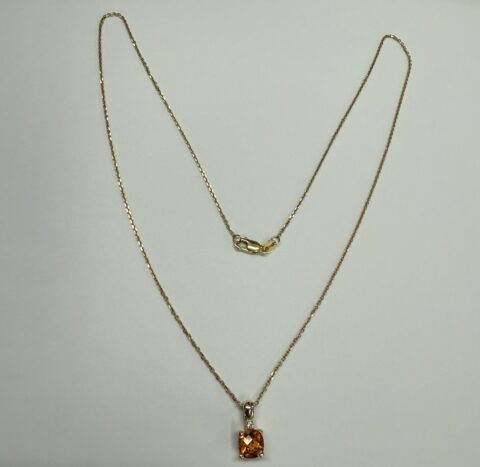14k Yellow Gold Genuine 1.15 Cttw Citrine & Diamond Pendant