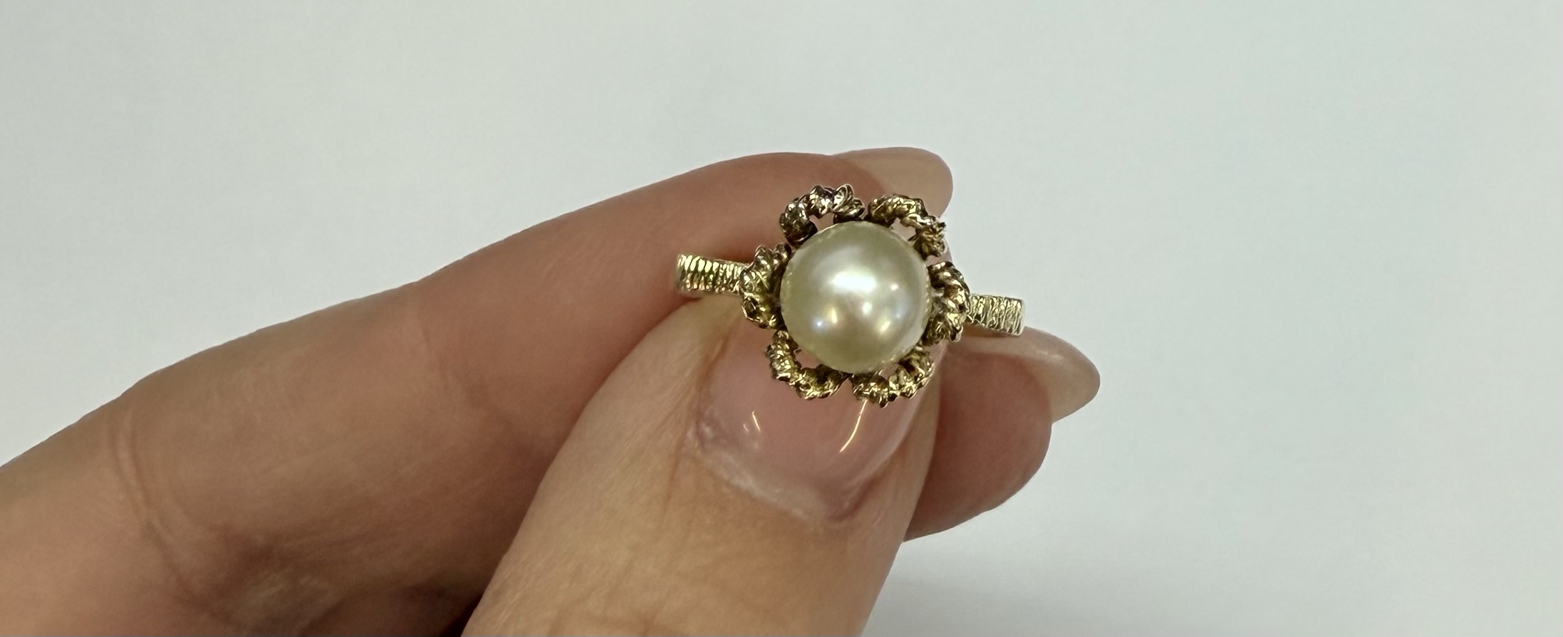 Vintage 14k Yellow Gold 6.5 MM Cultured Saltwater Pearl Ring - Image 15