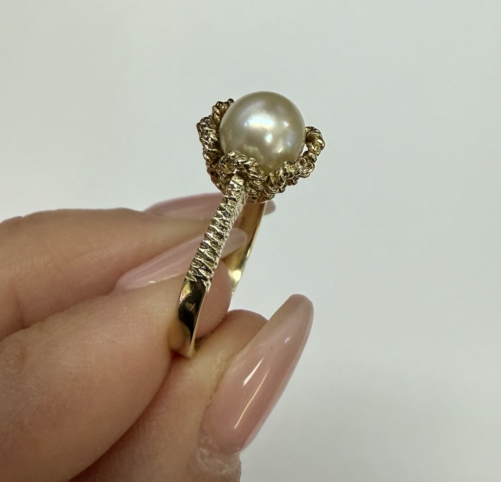 Vintage 14k Yellow Gold 6.5 MM Cultured Saltwater Pearl Ring - Image 19