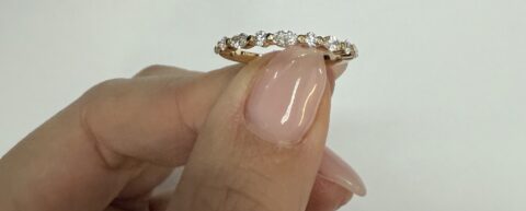 14k Yellow Gold Genuine .49 Cttw Alternating Marquise & Round Brilliant Cut Diamond Single Prong Band