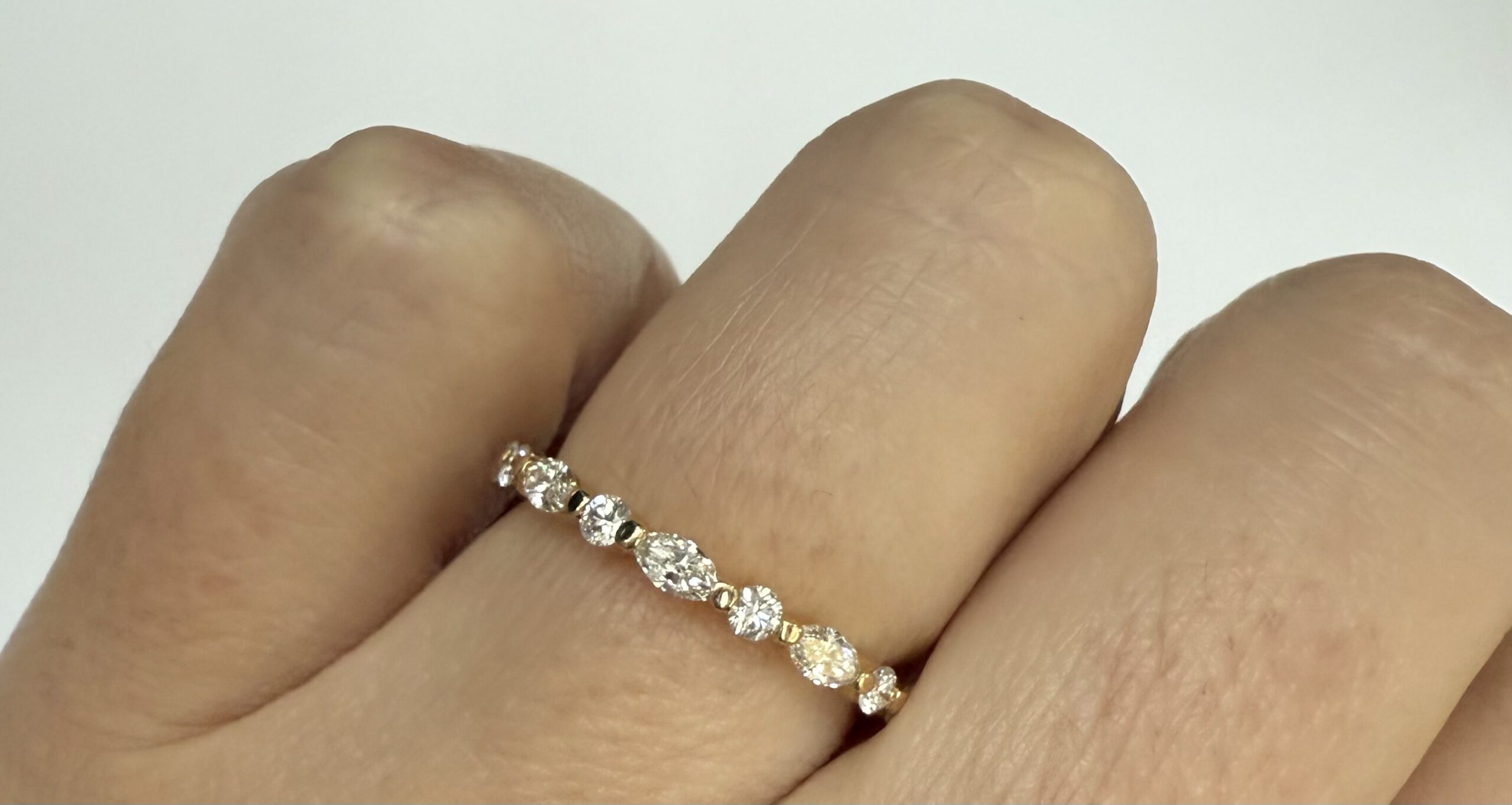 14k Yellow Gold Genuine .49 Cttw Alternating Marquise & Round Brilliant Cut Diamond Single Prong Band - Image 12