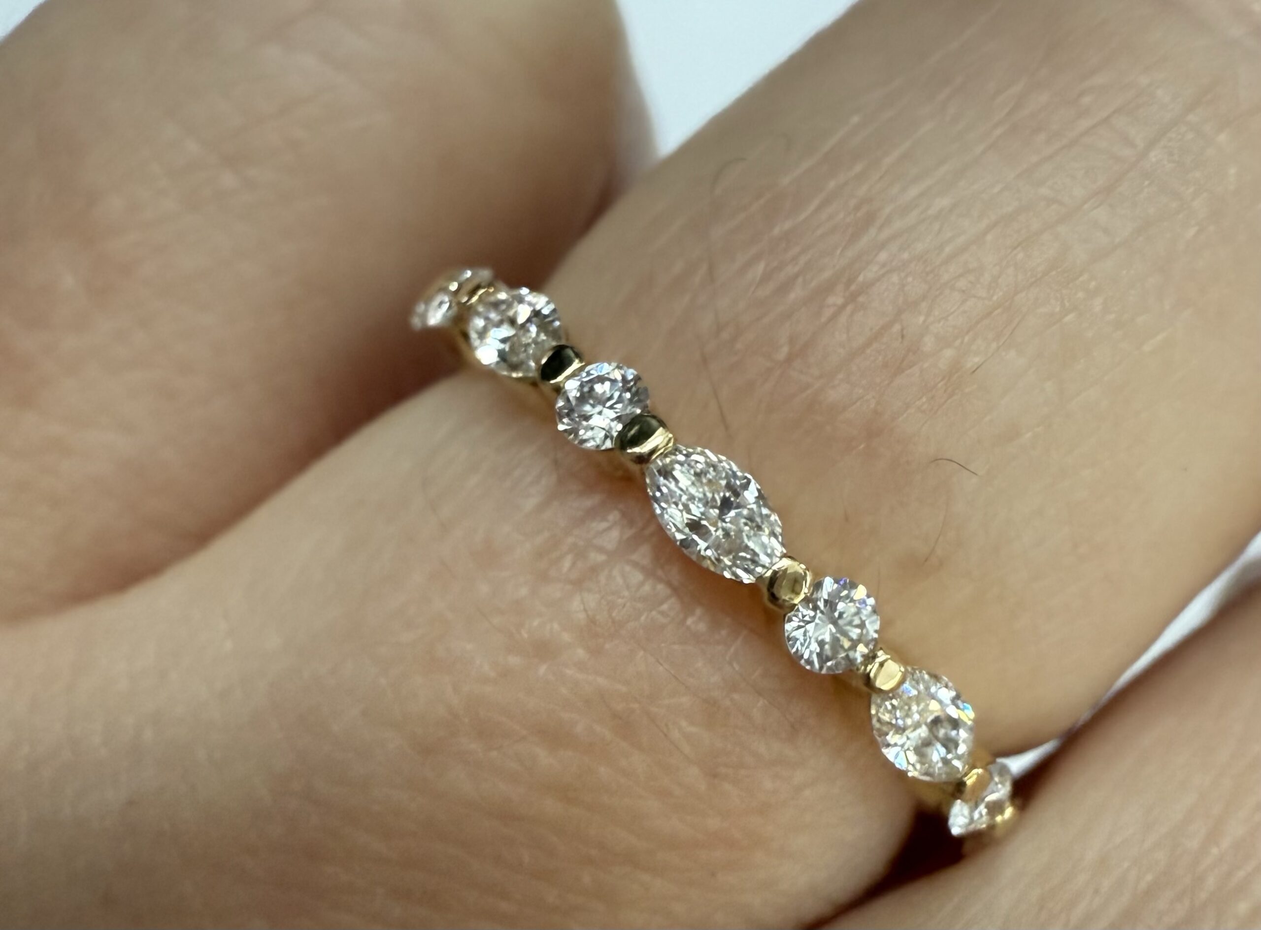 14k Yellow Gold Genuine .49 Cttw Alternating Marquise & Round Brilliant Cut Diamond Single Prong Band - Image 19