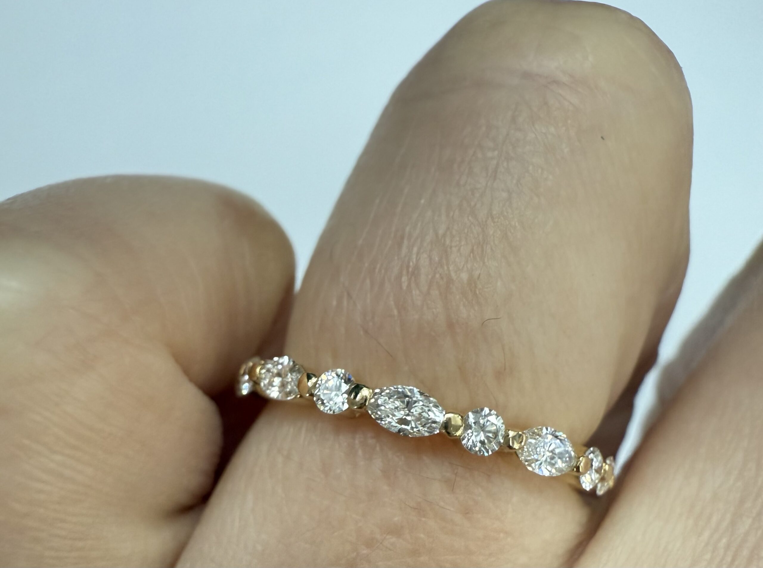 14k Yellow Gold Genuine .49 Cttw Alternating Marquise & Round Brilliant Cut Diamond Single Prong Band - Image 24