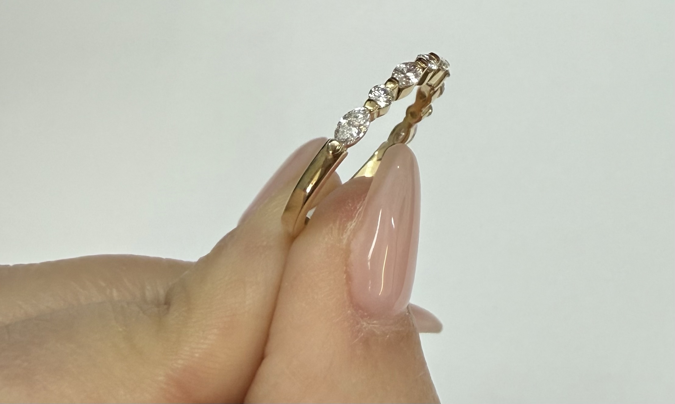 14k Yellow Gold Genuine .49 Cttw Alternating Marquise & Round Brilliant Cut Diamond Single Prong Band - Image 33