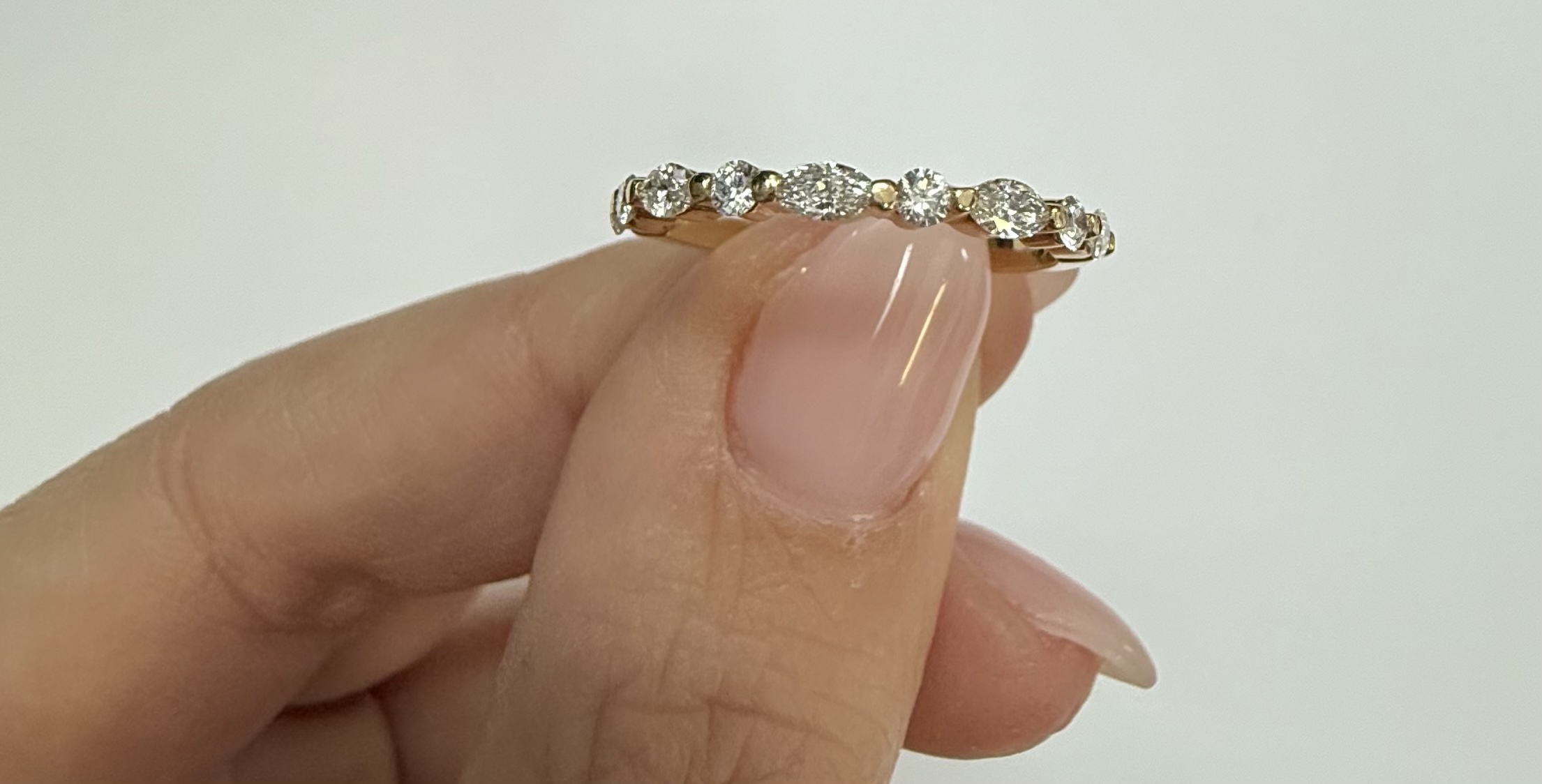 14k Yellow Gold Genuine .49 Cttw Alternating Marquise & Round Brilliant Cut Diamond Single Prong Band - Image 38