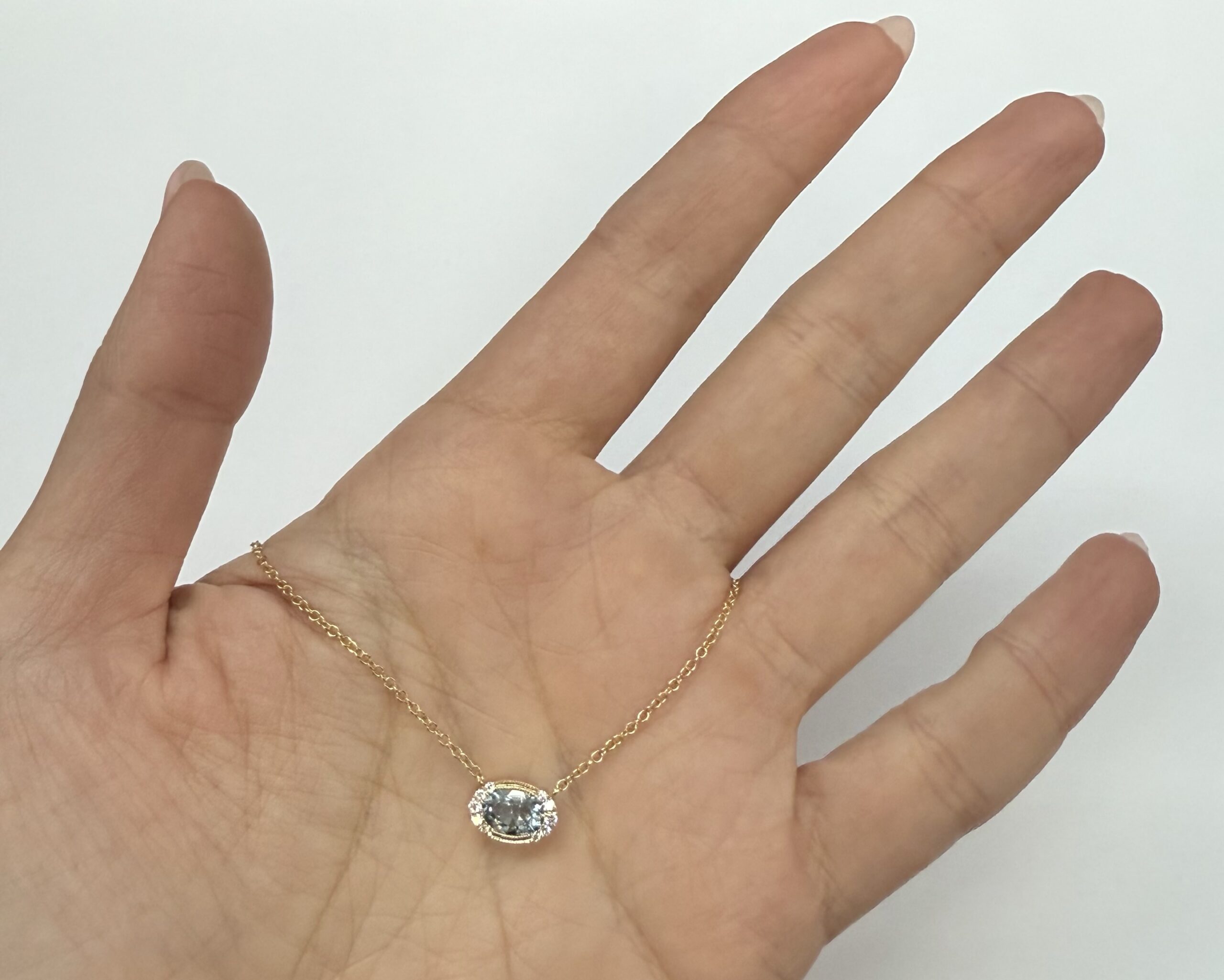 14k Yellow Gold Bezel Set Genuine .80 Cttw Aquamarine & Diamond Pendant - Image 22