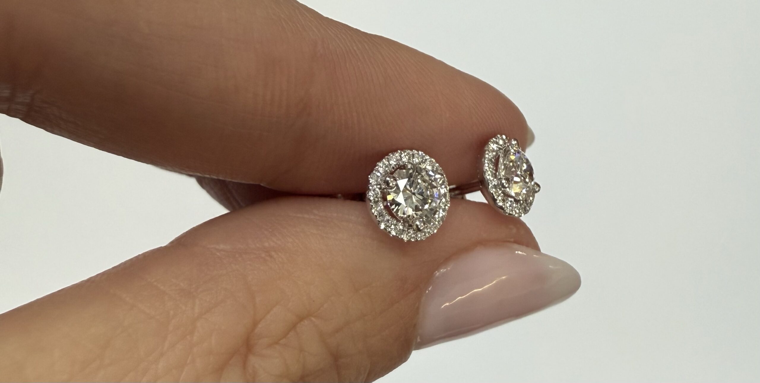 14k White Gold Genuine 1.01 Cttw Round Brilliant Cut Diamond Halo Stud Earrings - Image 20