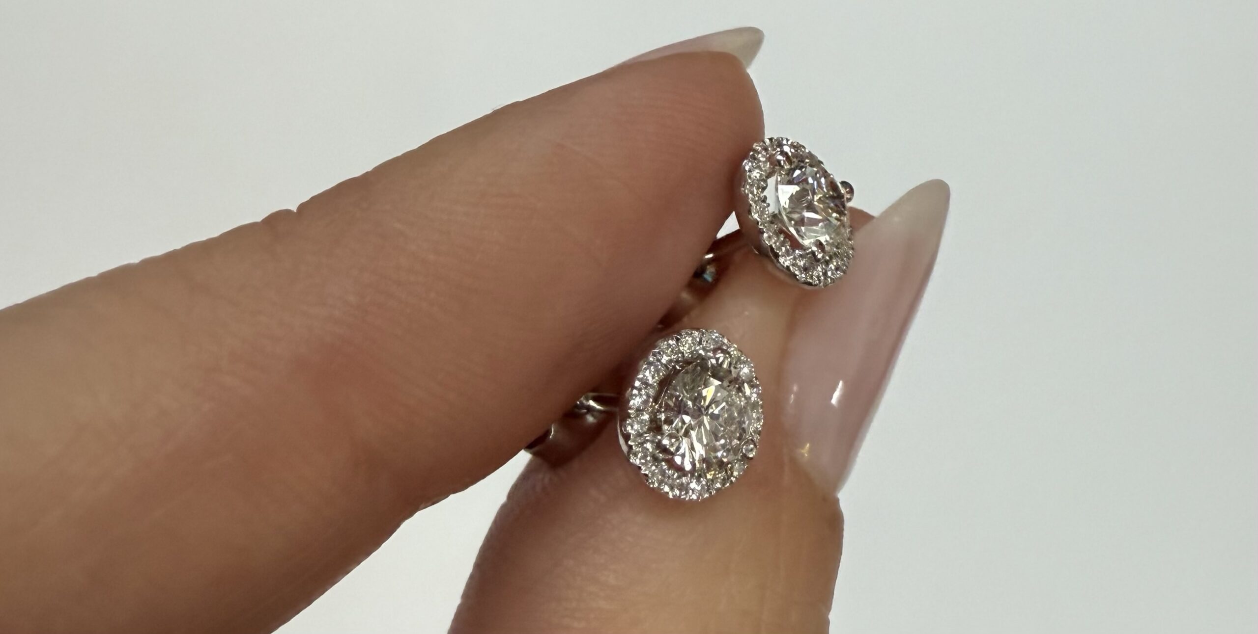 14k White Gold Genuine 1.01 Cttw Round Brilliant Cut Diamond Halo Stud Earrings - Image 27