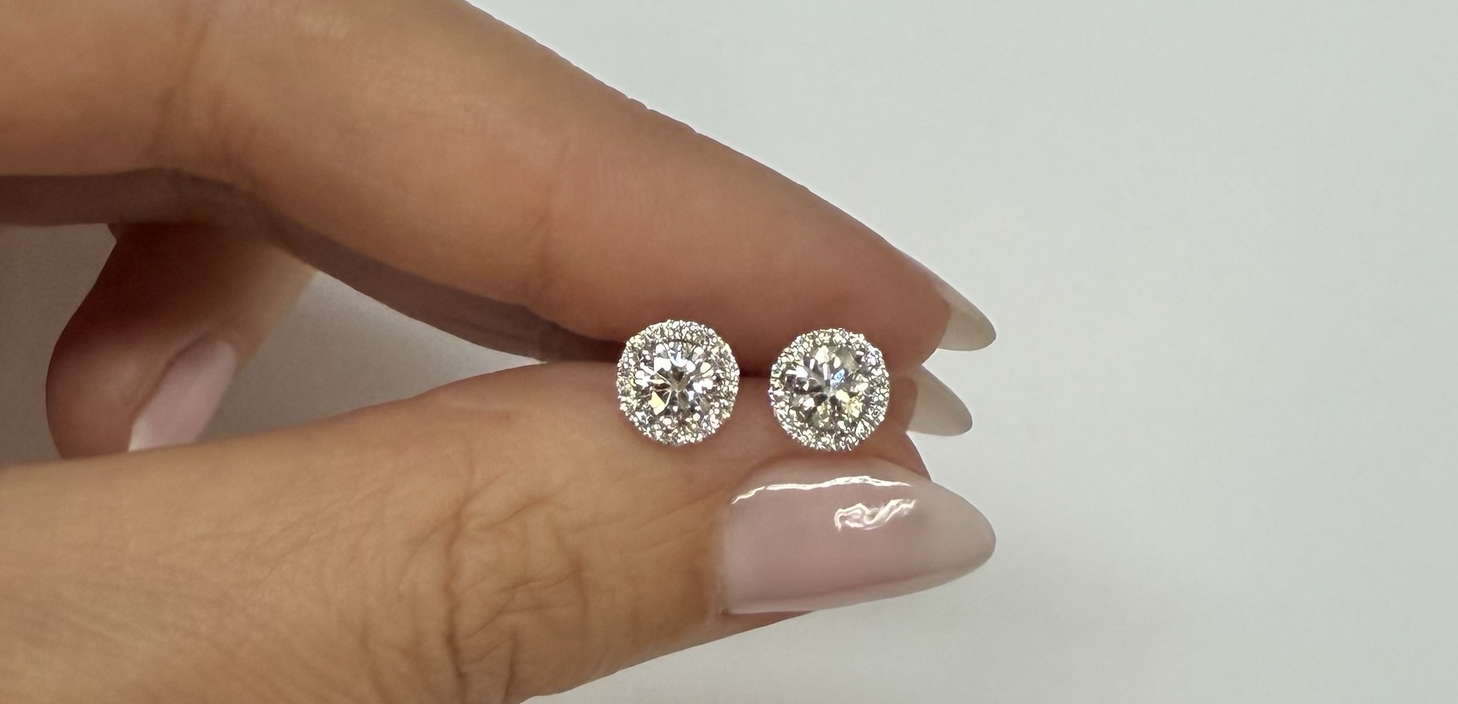 14k White Gold Genuine 1.01 Cttw Round Brilliant Cut Diamond Halo Stud Earrings - Image 33