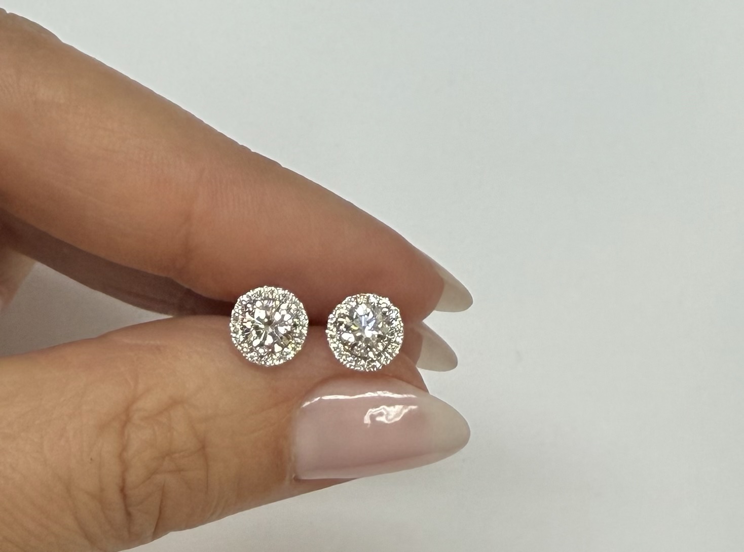 14k White Gold Genuine 1.01 Cttw Round Brilliant Cut Diamond Halo Stud Earrings - Image 34