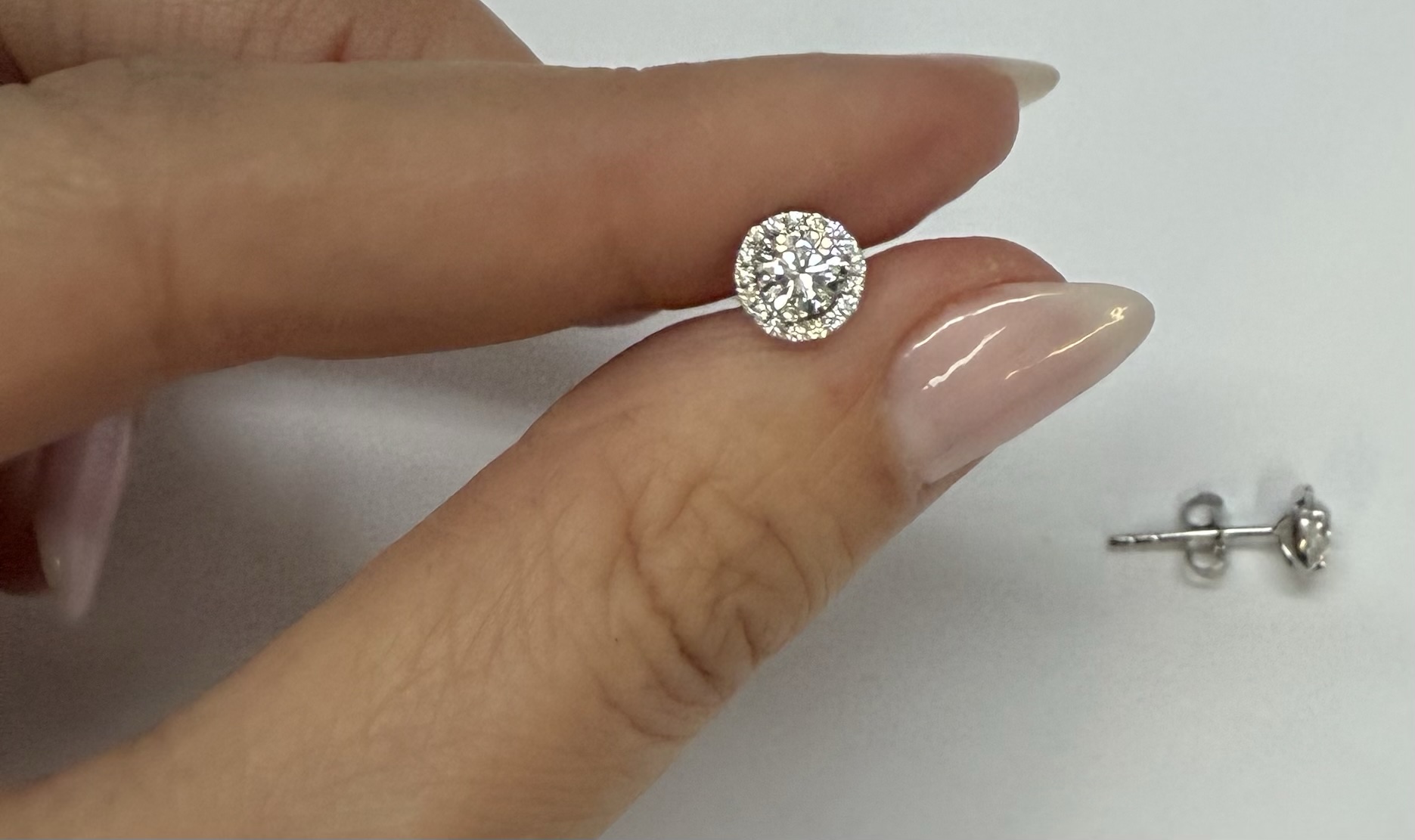 14k White Gold Genuine 1.01 Cttw Round Brilliant Cut Diamond Halo Stud Earrings - Image 36