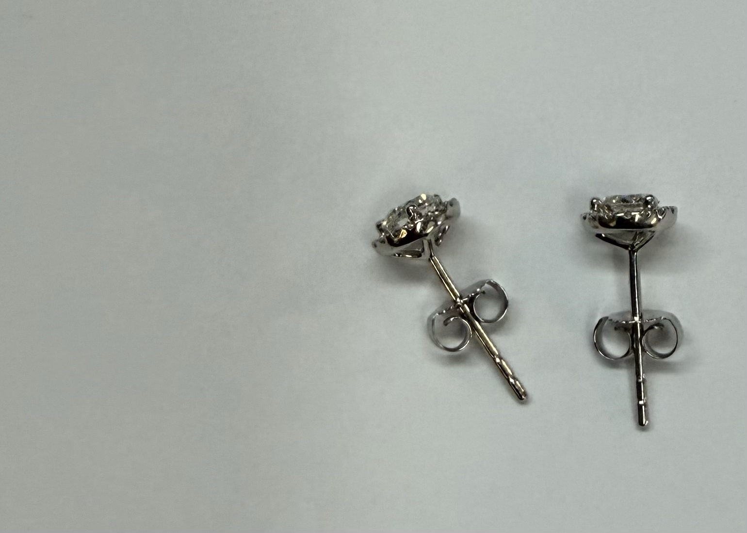 14k White Gold Genuine 1.01 Cttw Round Brilliant Cut Diamond Halo Stud Earrings - Image 41