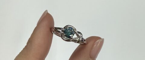 14k White Gold Genuine .47 Cttw Blue Diamond Ring