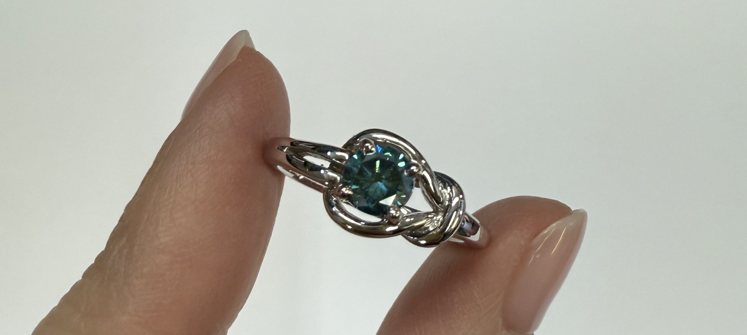 14k White Gold Genuine .47 Cttw Blue Diamond Ring - Image 3