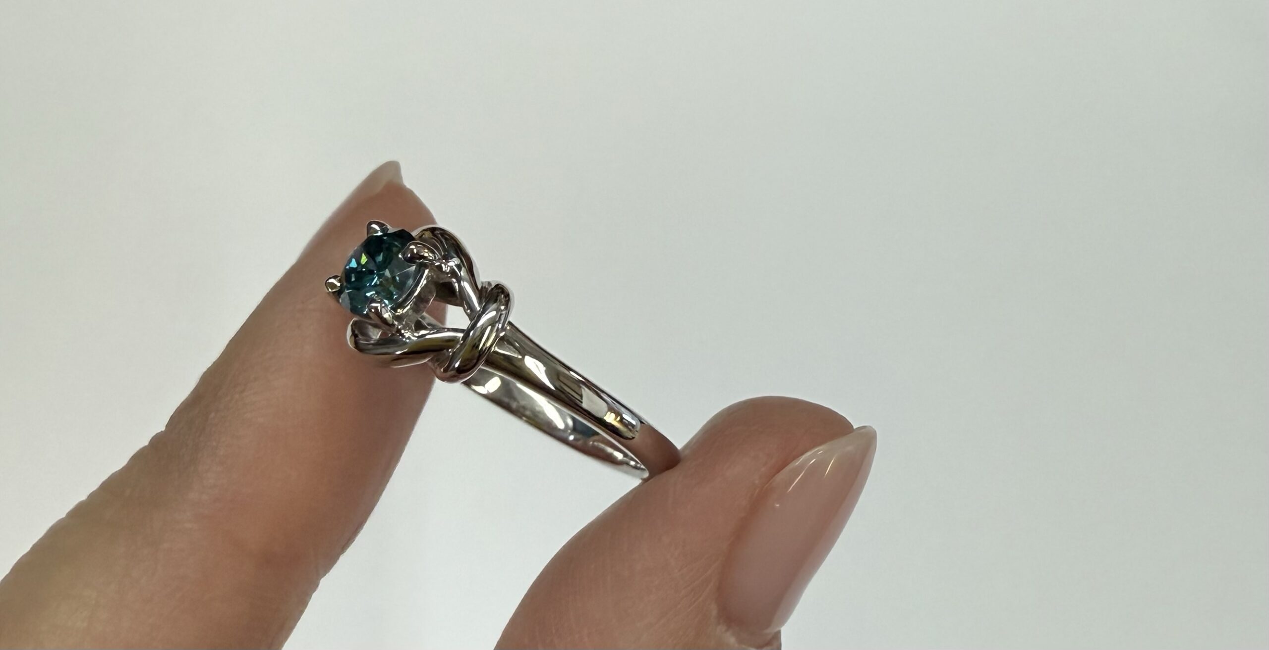 14k White Gold Genuine .47 Cttw Blue Diamond Ring - Image 6