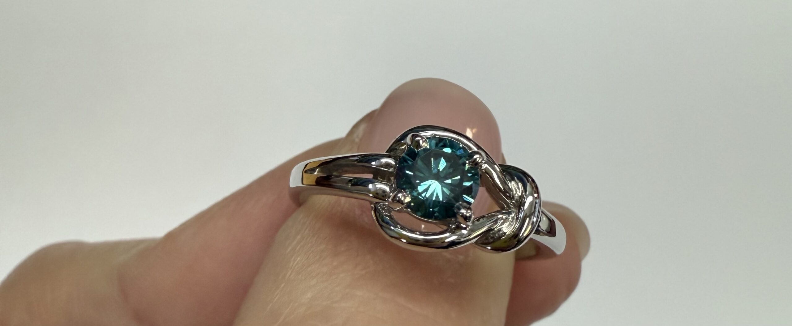 14k White Gold Genuine .47 Cttw Blue Diamond Ring - Image 7