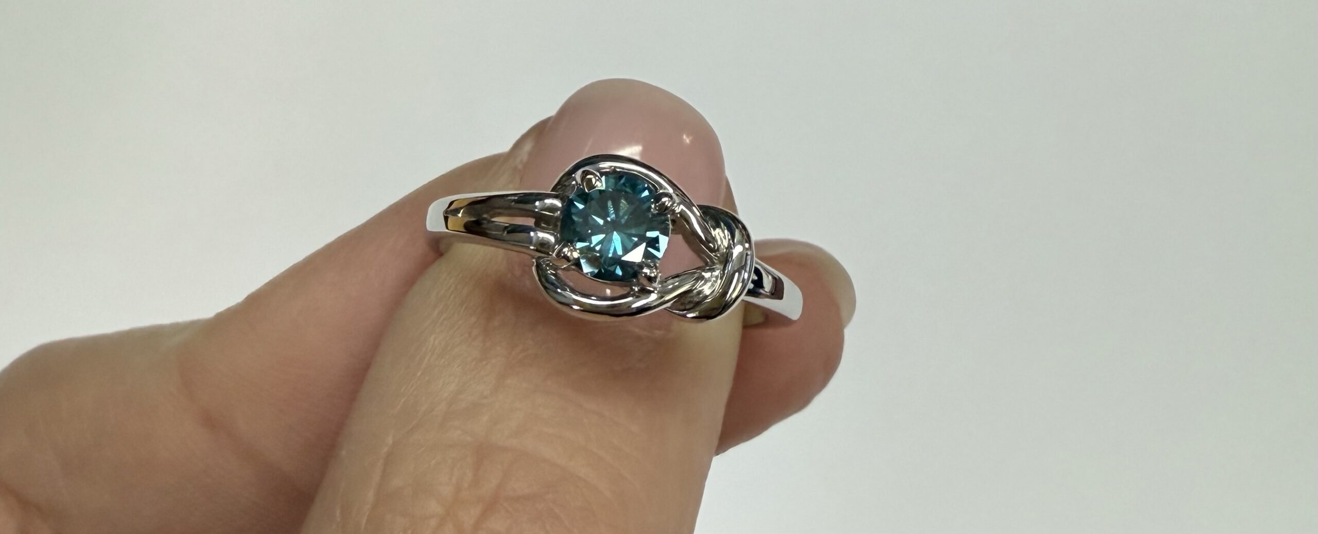 14k White Gold Genuine .47 Cttw Blue Diamond Ring - Image 8