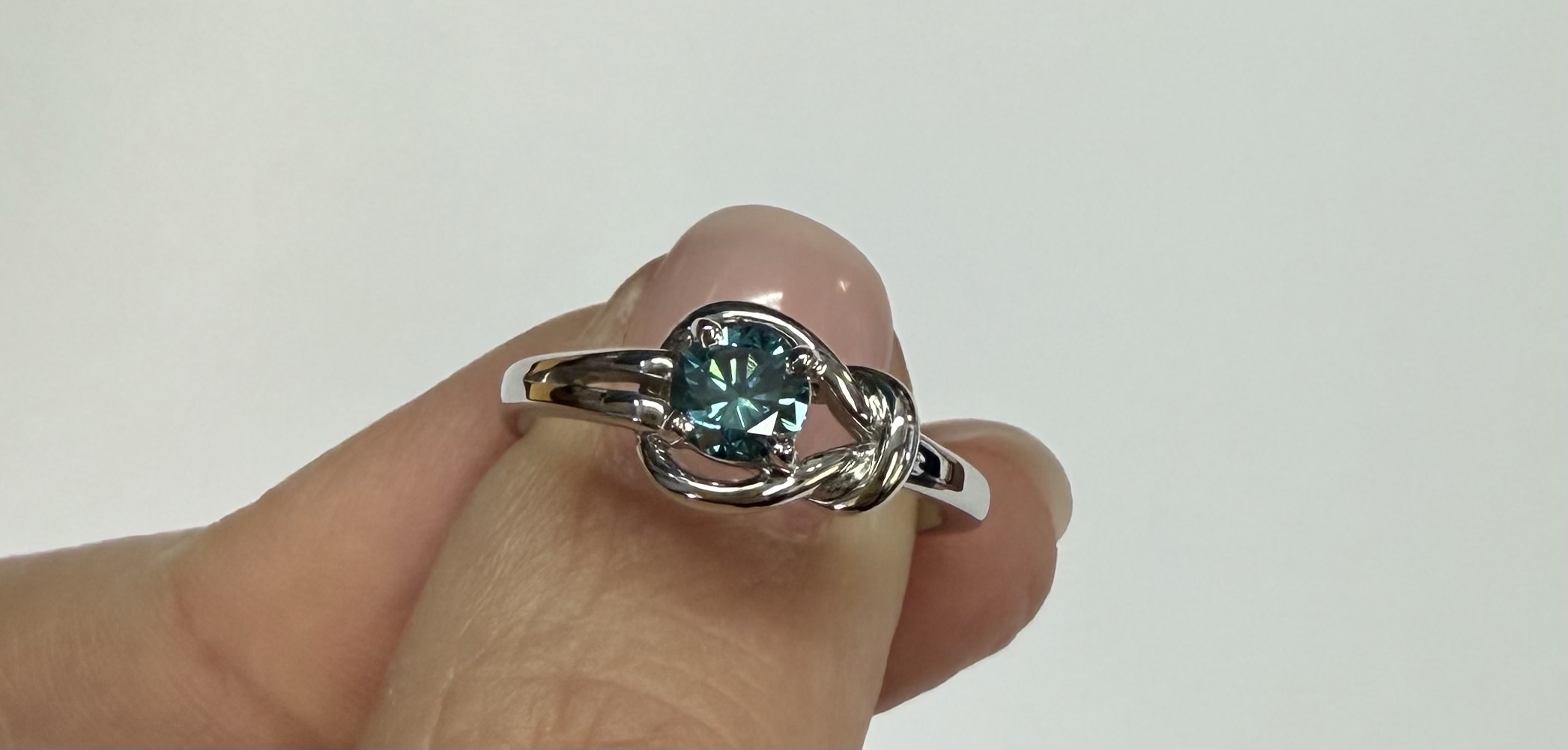 14k White Gold Genuine .47 Cttw Blue Diamond Ring - Image 9