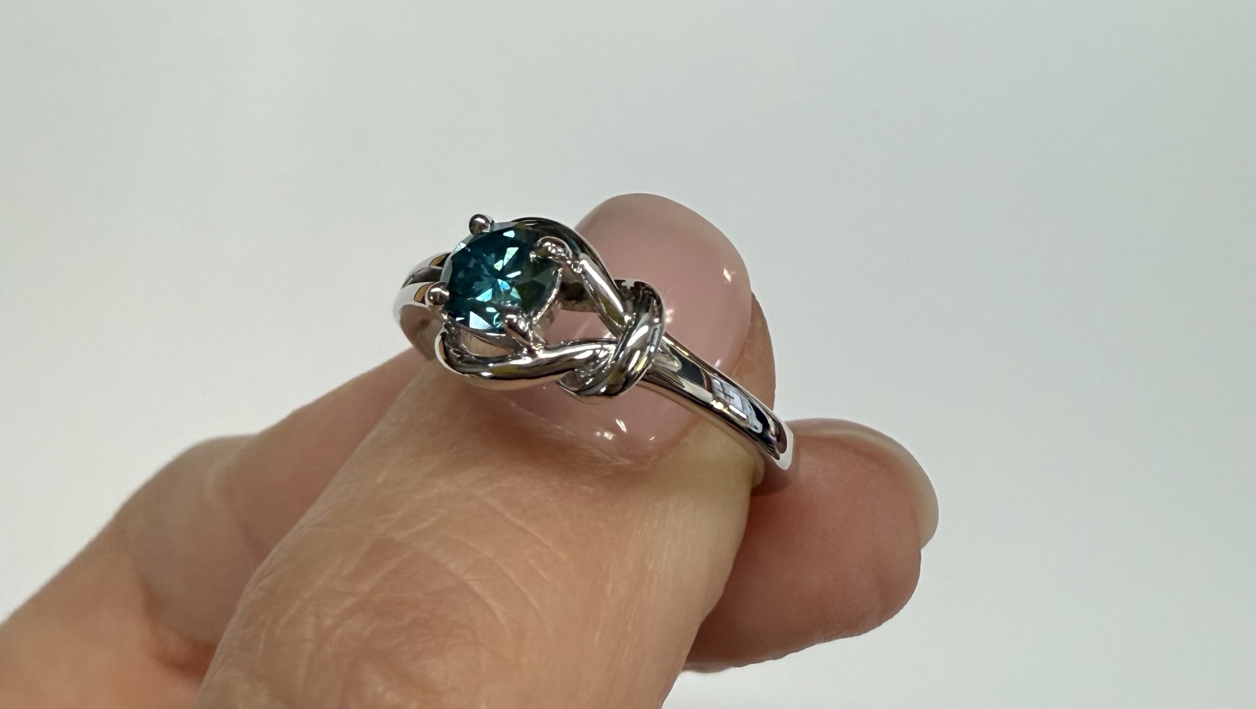 14k White Gold Genuine .47 Cttw Blue Diamond Ring - Image 12