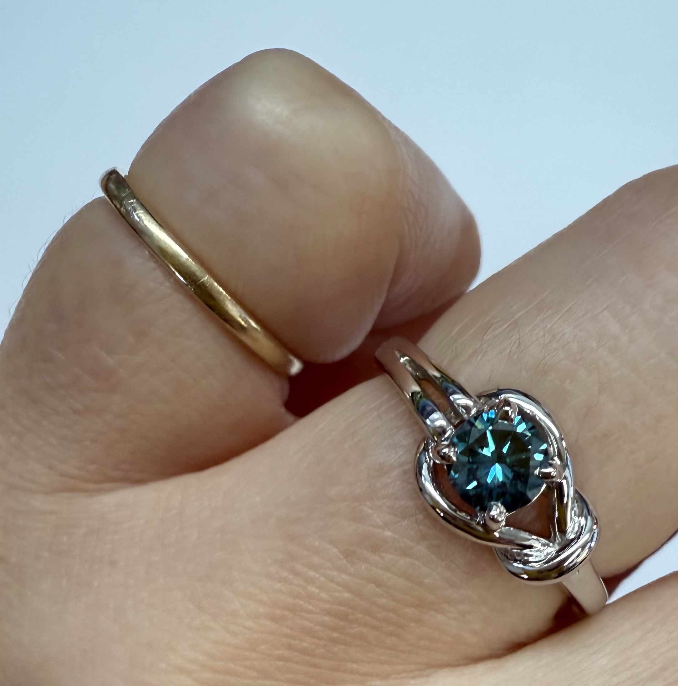 14k White Gold Genuine .47 Cttw Blue Diamond Ring - Image 23