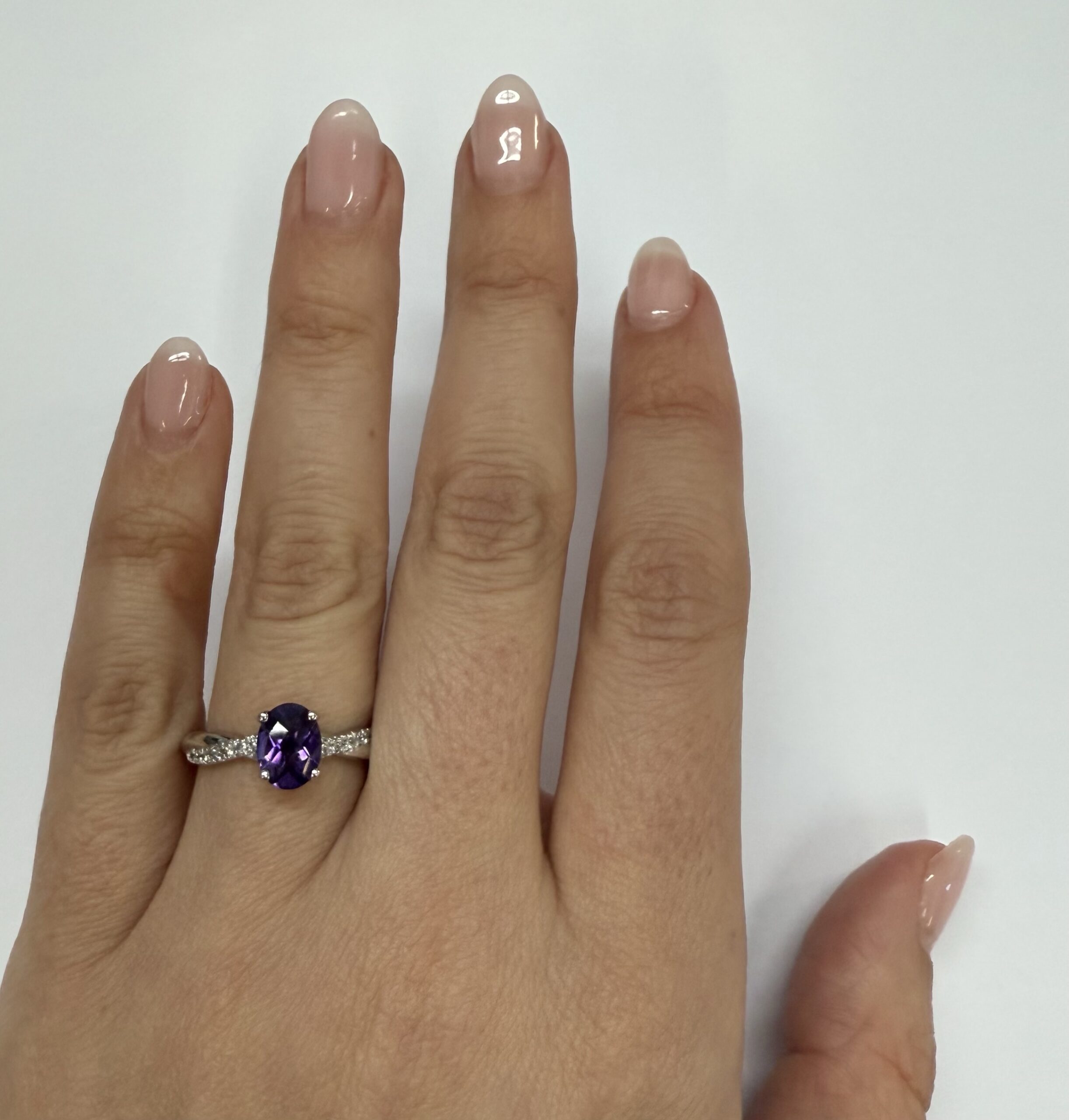 14k White Gold Genuine 1.01 Cttw Amethyst Ring With Braided Diamond Band - Image 19