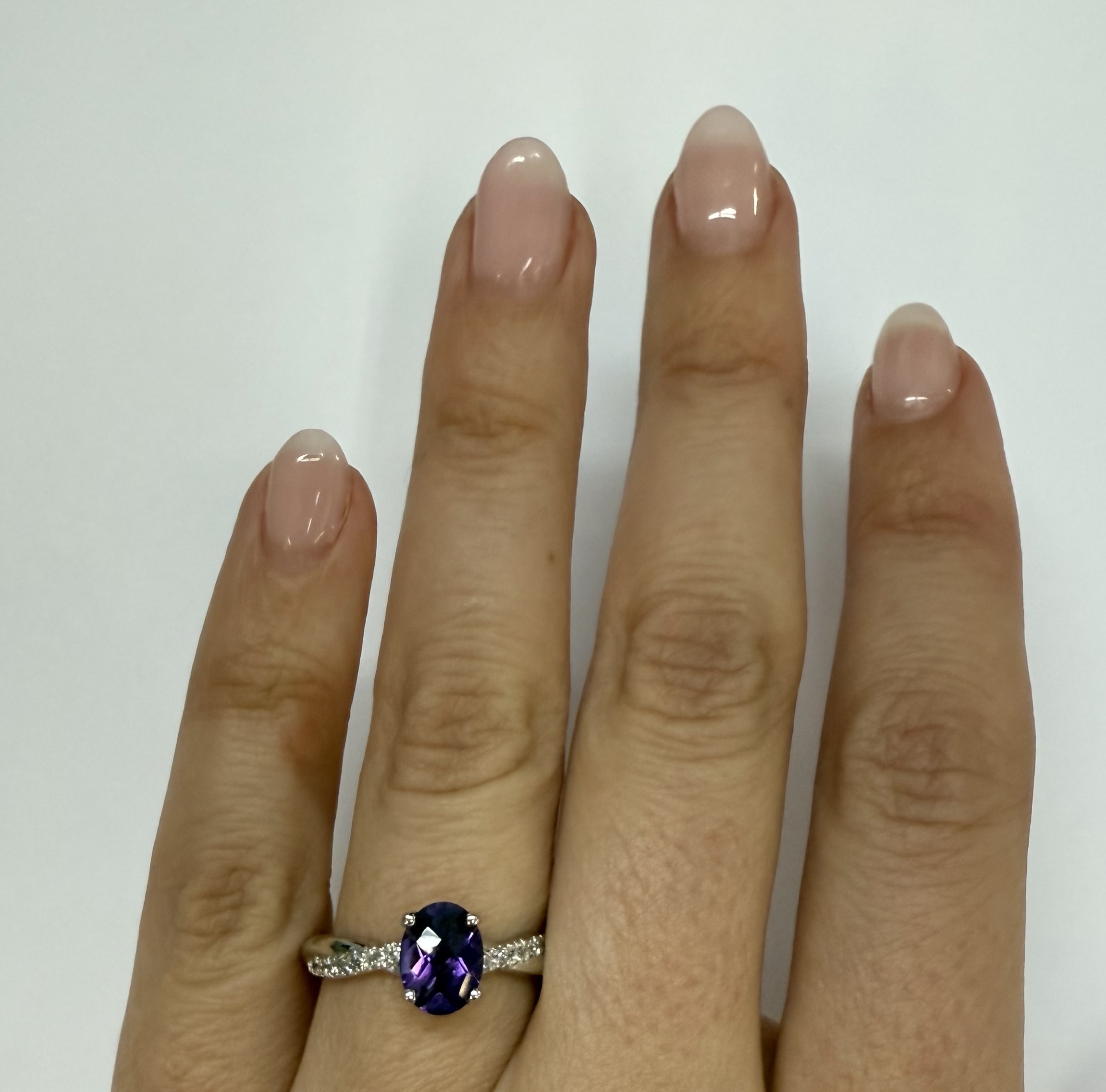 14k White Gold Genuine 1.01 Cttw Amethyst Ring With Braided Diamond Band - Image 20