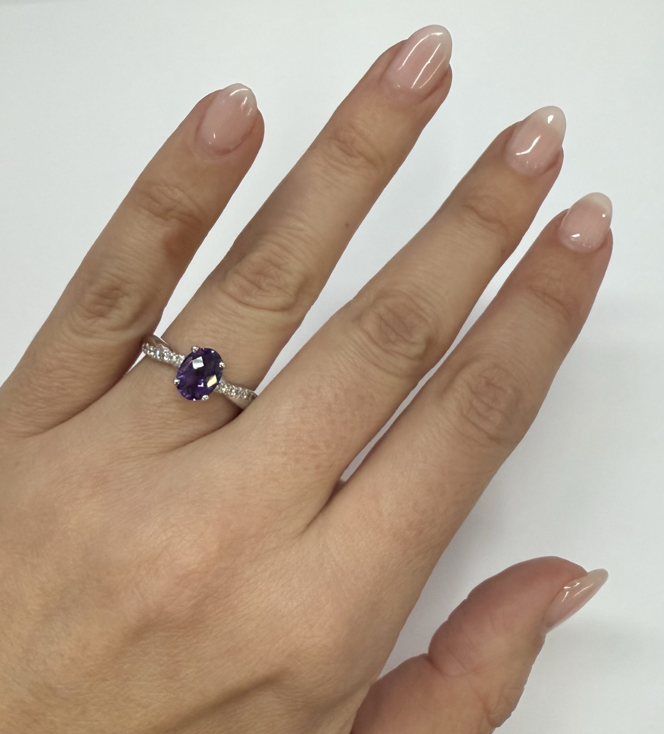 14k White Gold Genuine 1.01 Cttw Amethyst Ring With Braided Diamond Band - Image 21